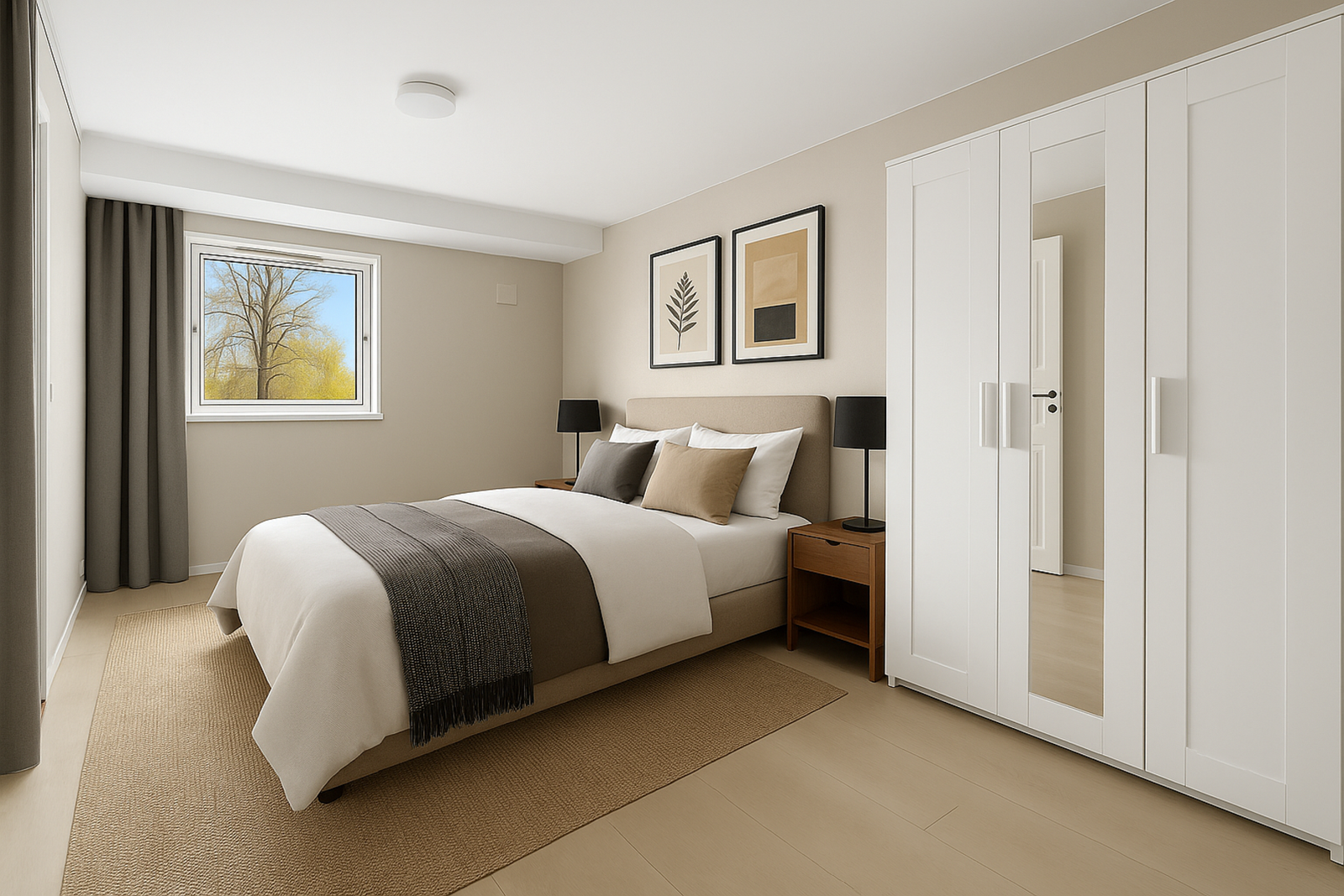 Hovedsoverom med garderobeskap.
Dataredigert. Galleribilde