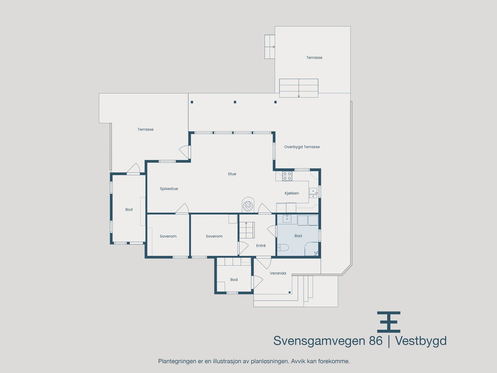 Plantegning 1. etasje Galleribilde