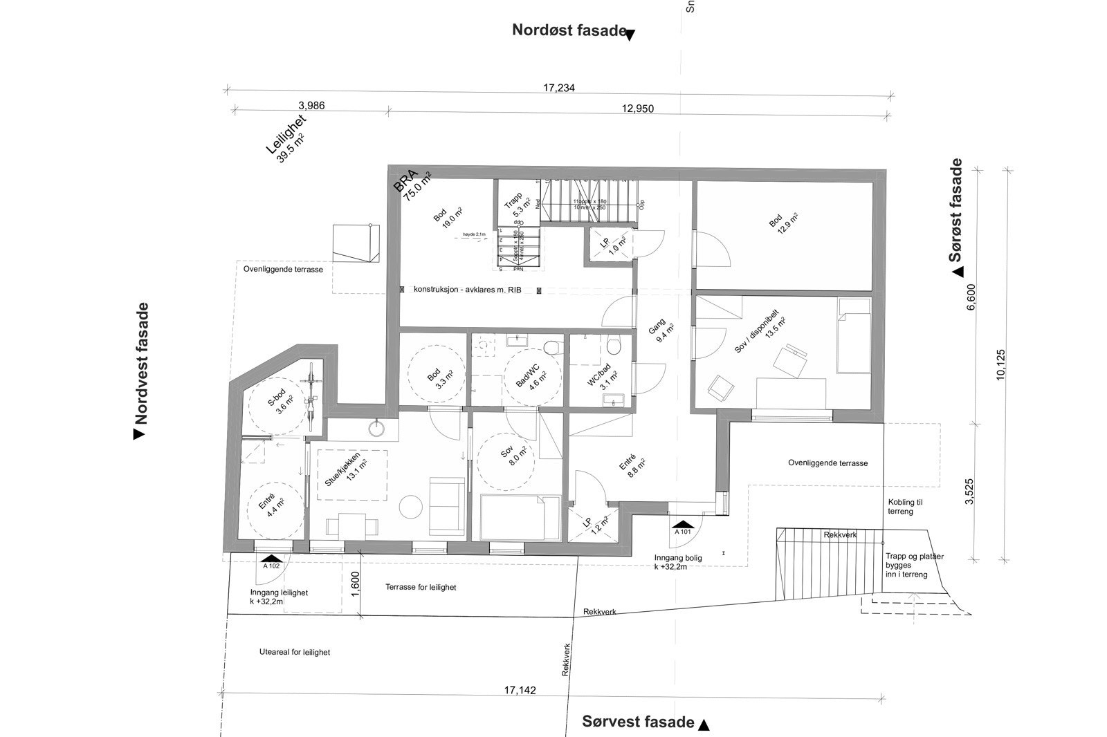 Plantegning nytt hus. Galleribilde