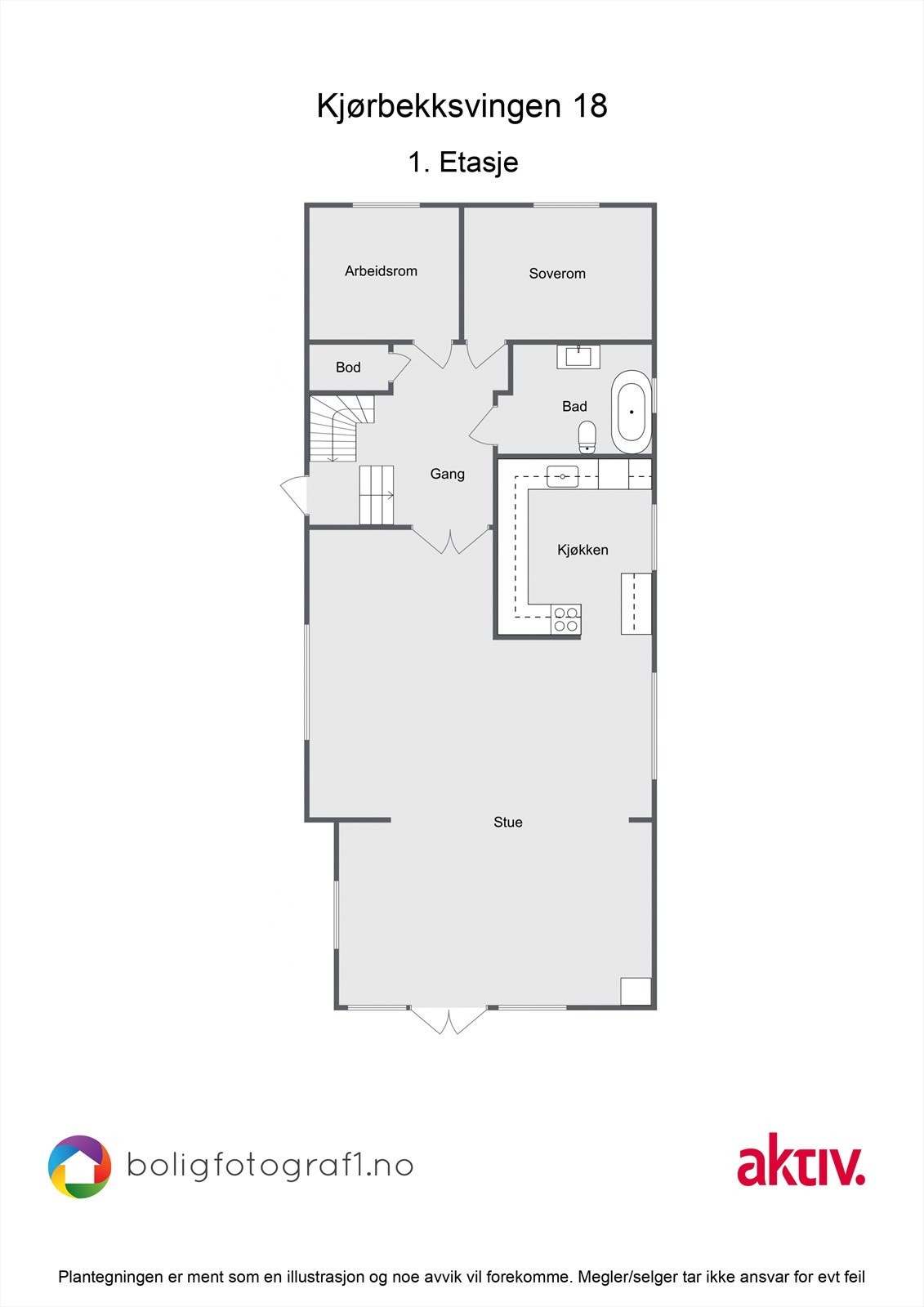 "Arbeidsrom" brukes i dag som soverom og er beskrevet som "arb.r" i opprinnelige byggetegninger fra 1955. Galleribilde