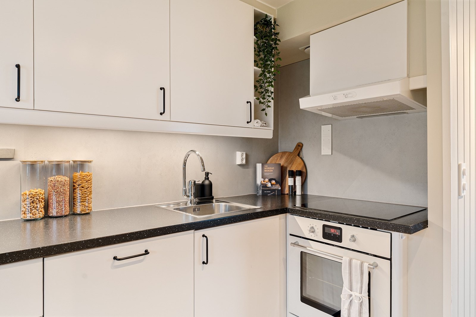 På kjøkkenet er det integrert stekeovn, platetopp, oppvaskmaskin og kjøleskap. Galleribilde