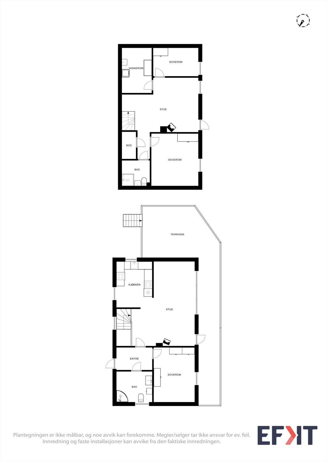 Plantegninger begge etasjer Galleribilde