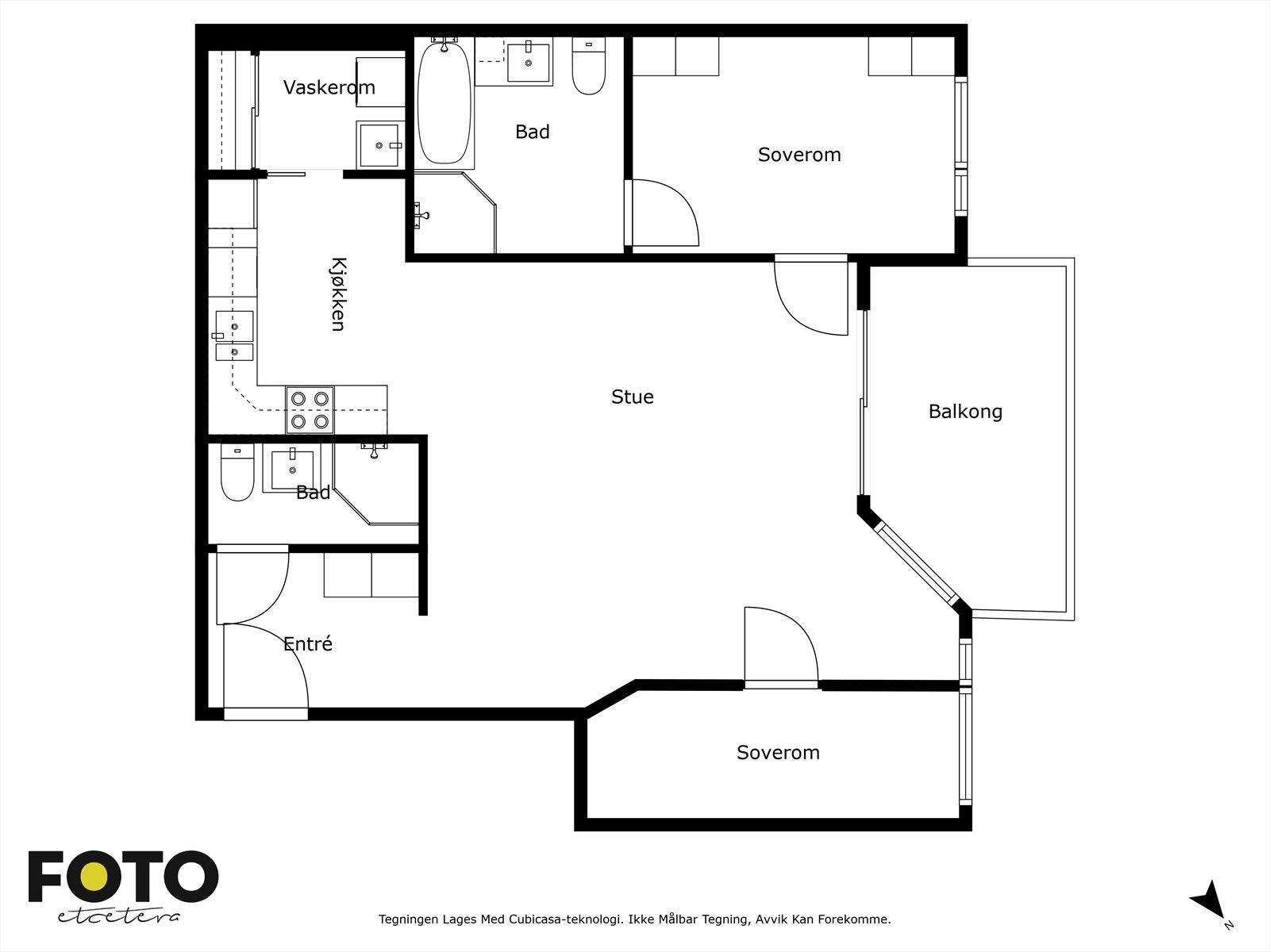 Alternativ planløsning med 2 soverom Galleribilde