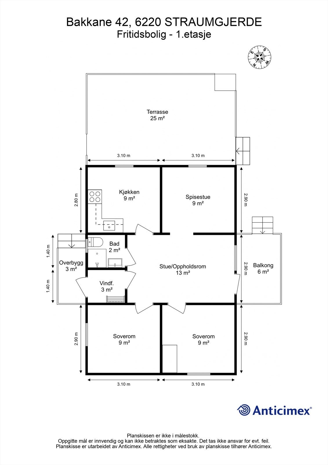 Målsatt plantegning Galleribilde