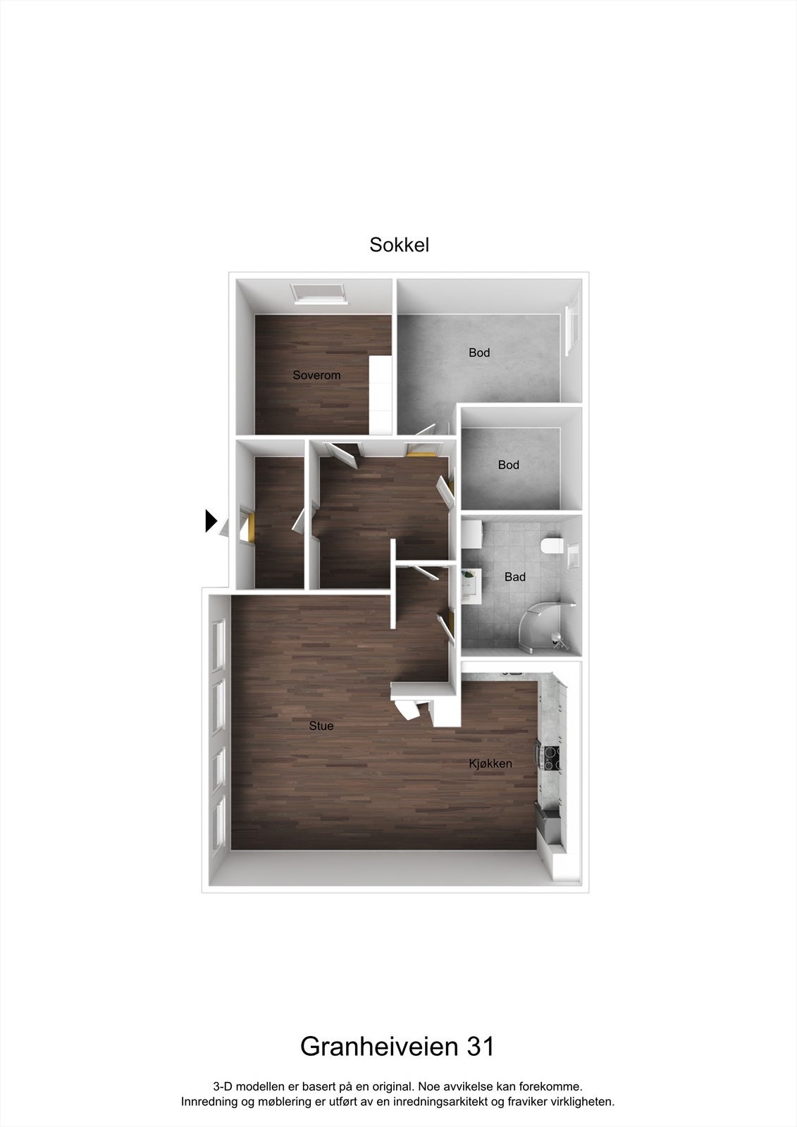 3D planillustrasjon av underetasje. Galleribilde