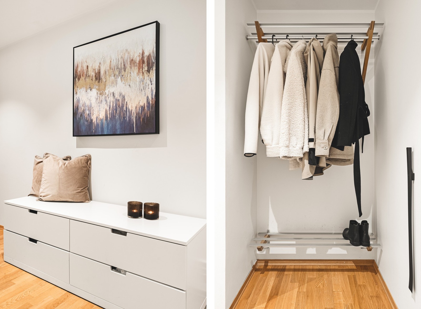 Her er det god plass til å henge fra seg yttertøy. Galleribilde