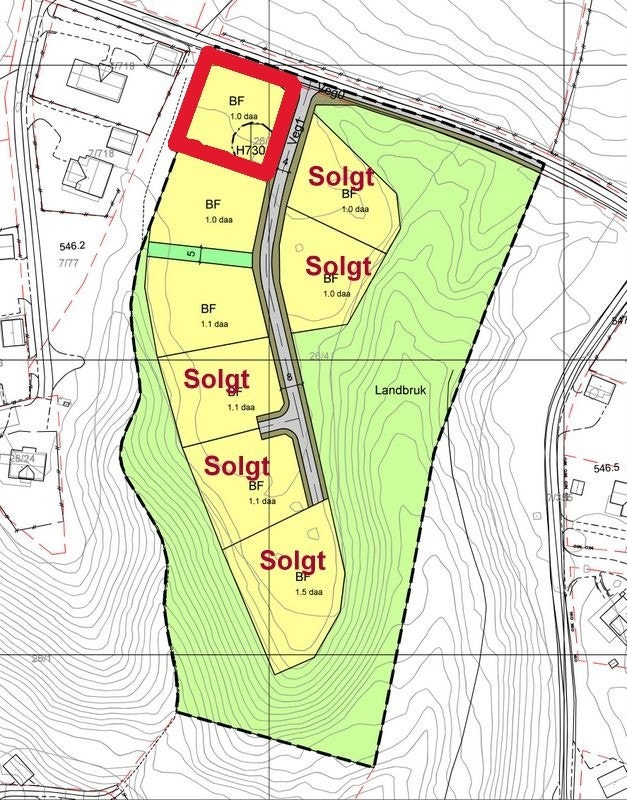 Den aktuelle tomten er markert med rødt Galleribilde