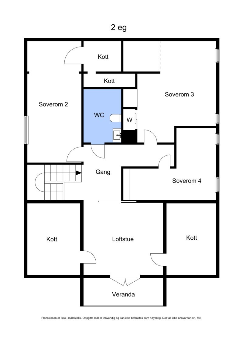 Eikebergveien 22: Plantegning 2. etasje. Galleribilde