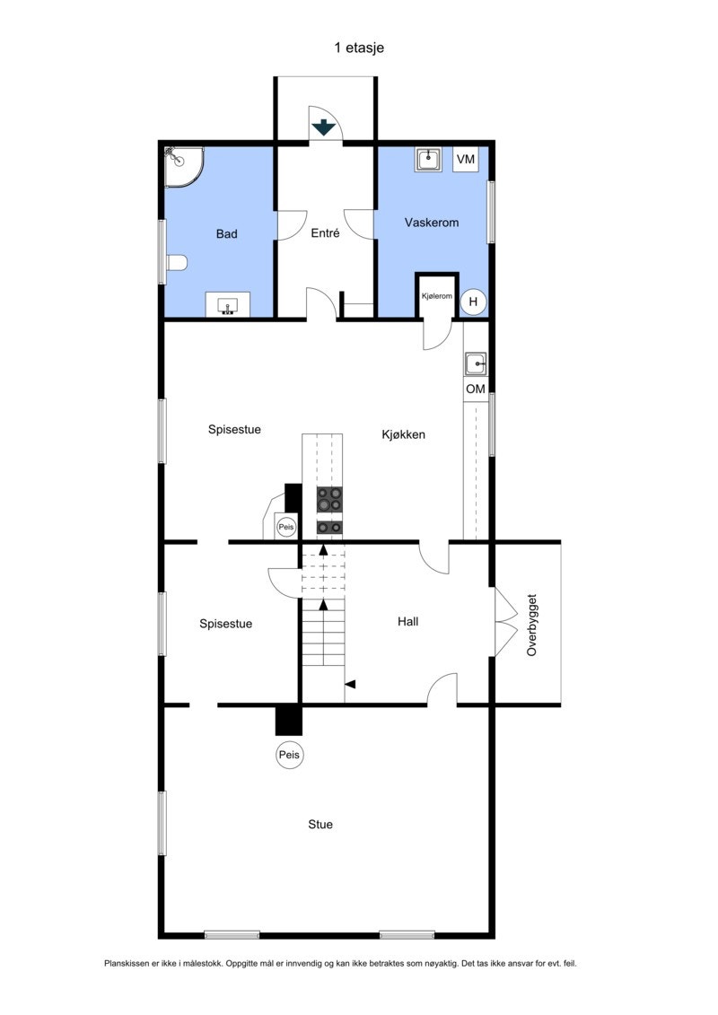 Eikebergveien 24: Plantegning 1. etasje. Galleribilde