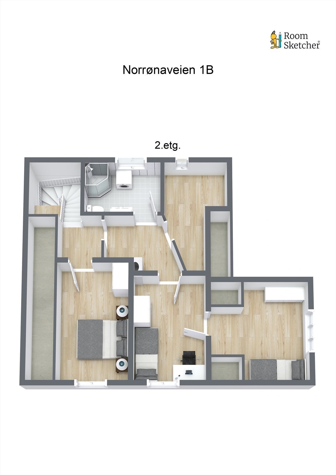 Familiens soverom og bad er lagt til andre etasje. Galleribilde