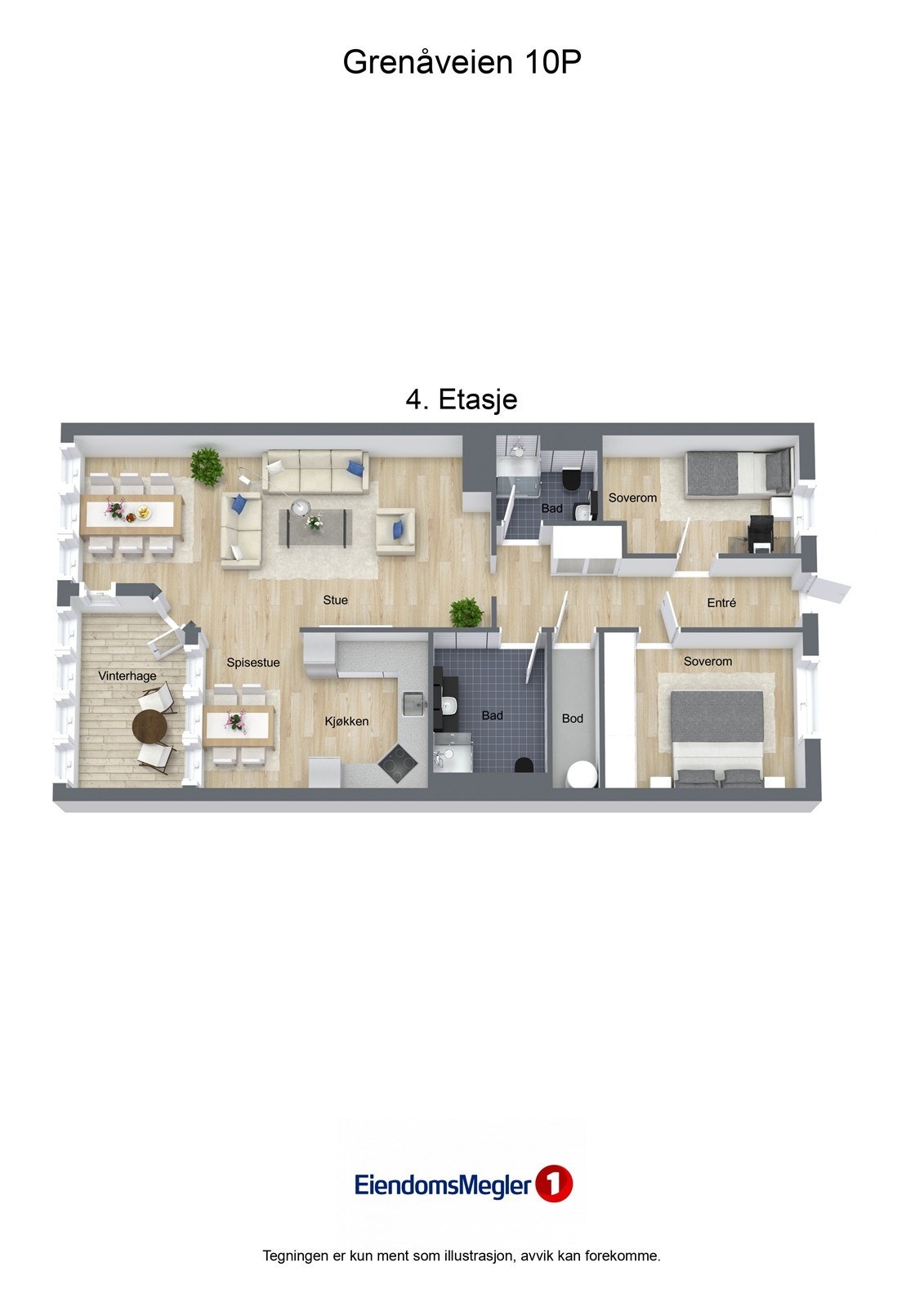 Grenåveien 10P - 3D - 4. Etasje Galleribilde