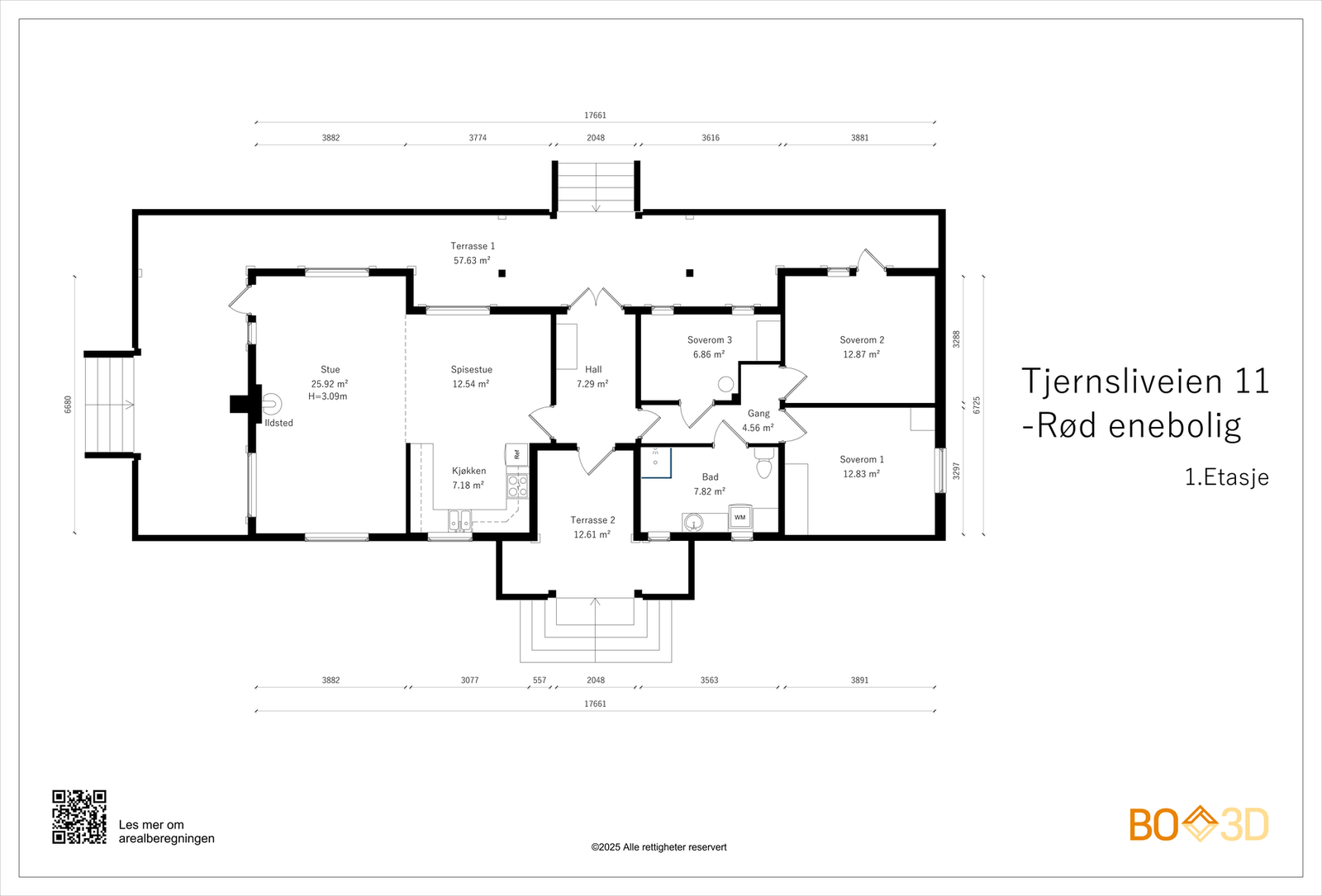 Plantegning - Rød enebolig Galleribilde