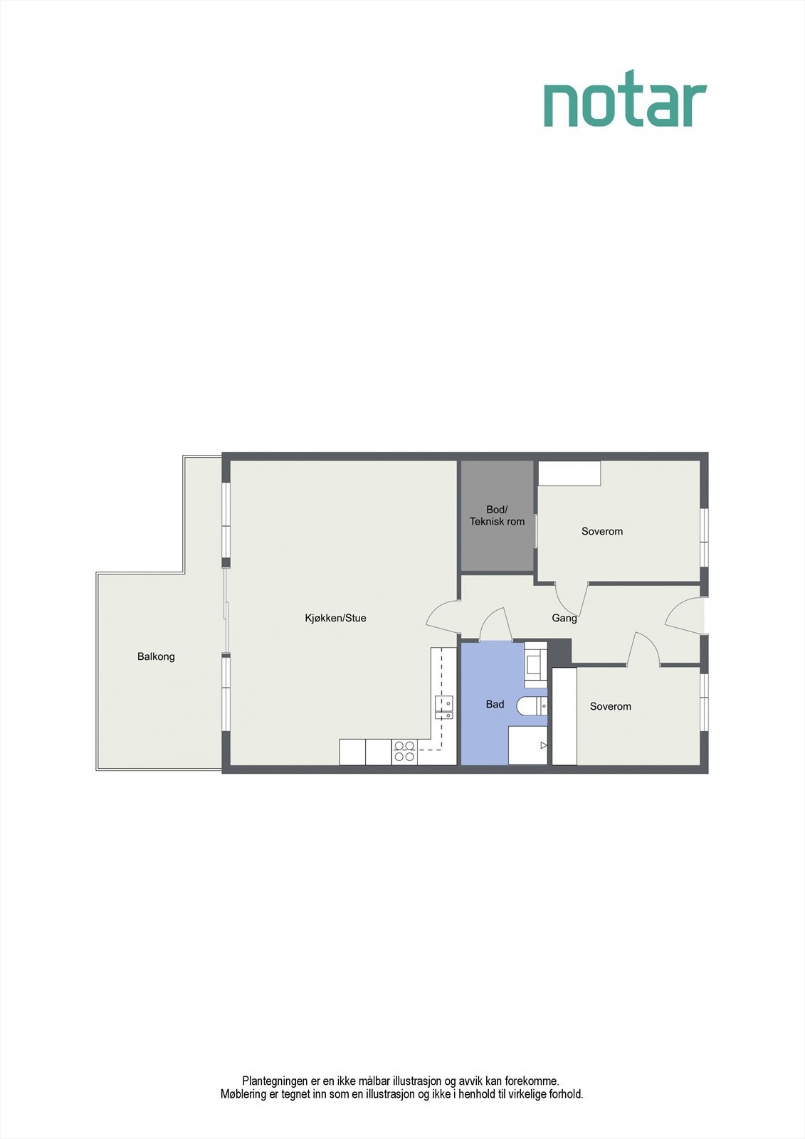 Plantegning (Alle bilder er hentet fra naboleilighet i samme etasje som er identisk.) Galleribilde