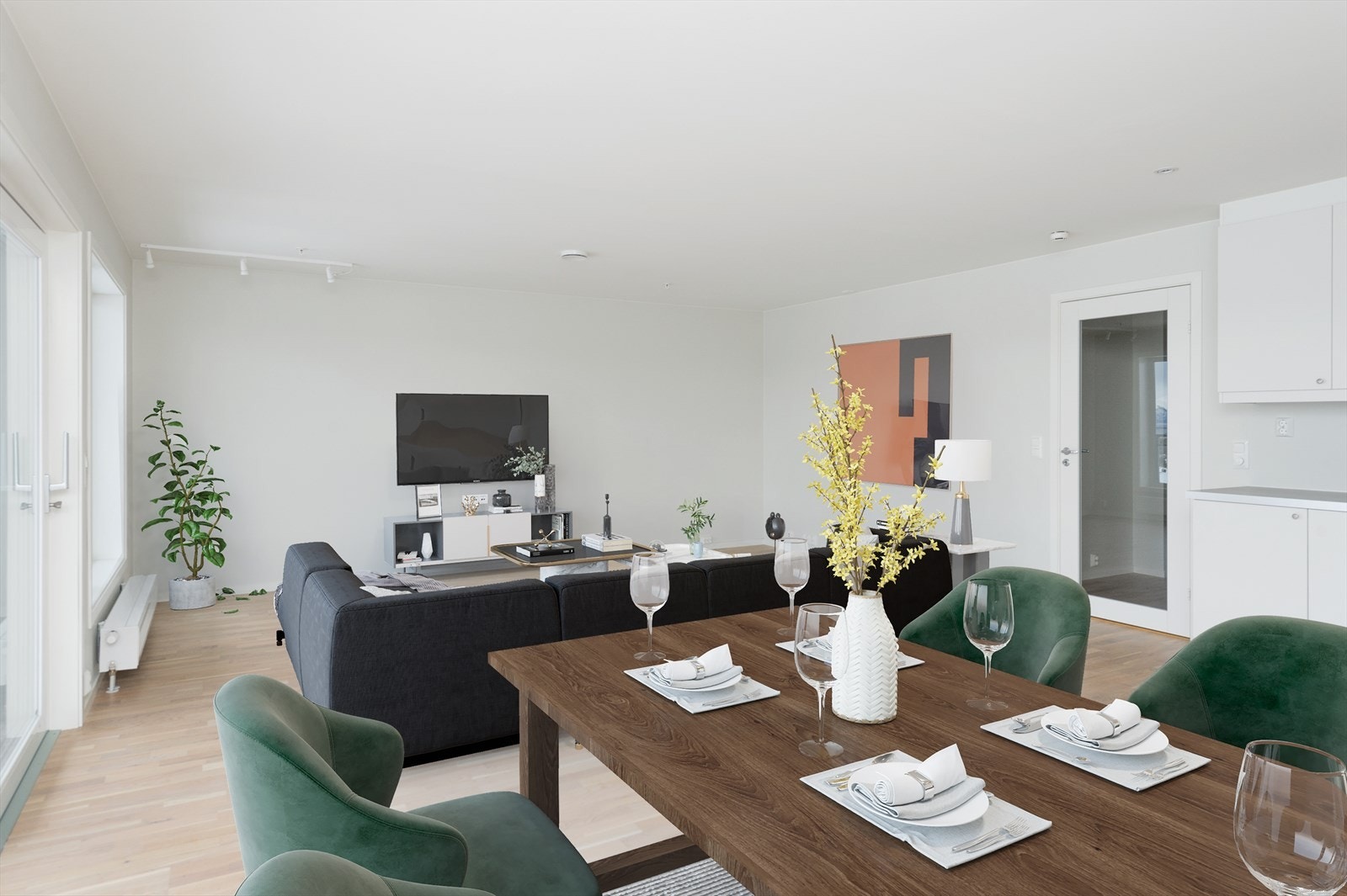 Stue (Alle bilder er hentet fra naboleilighet i samme etasje som er identisk.) Galleribilde