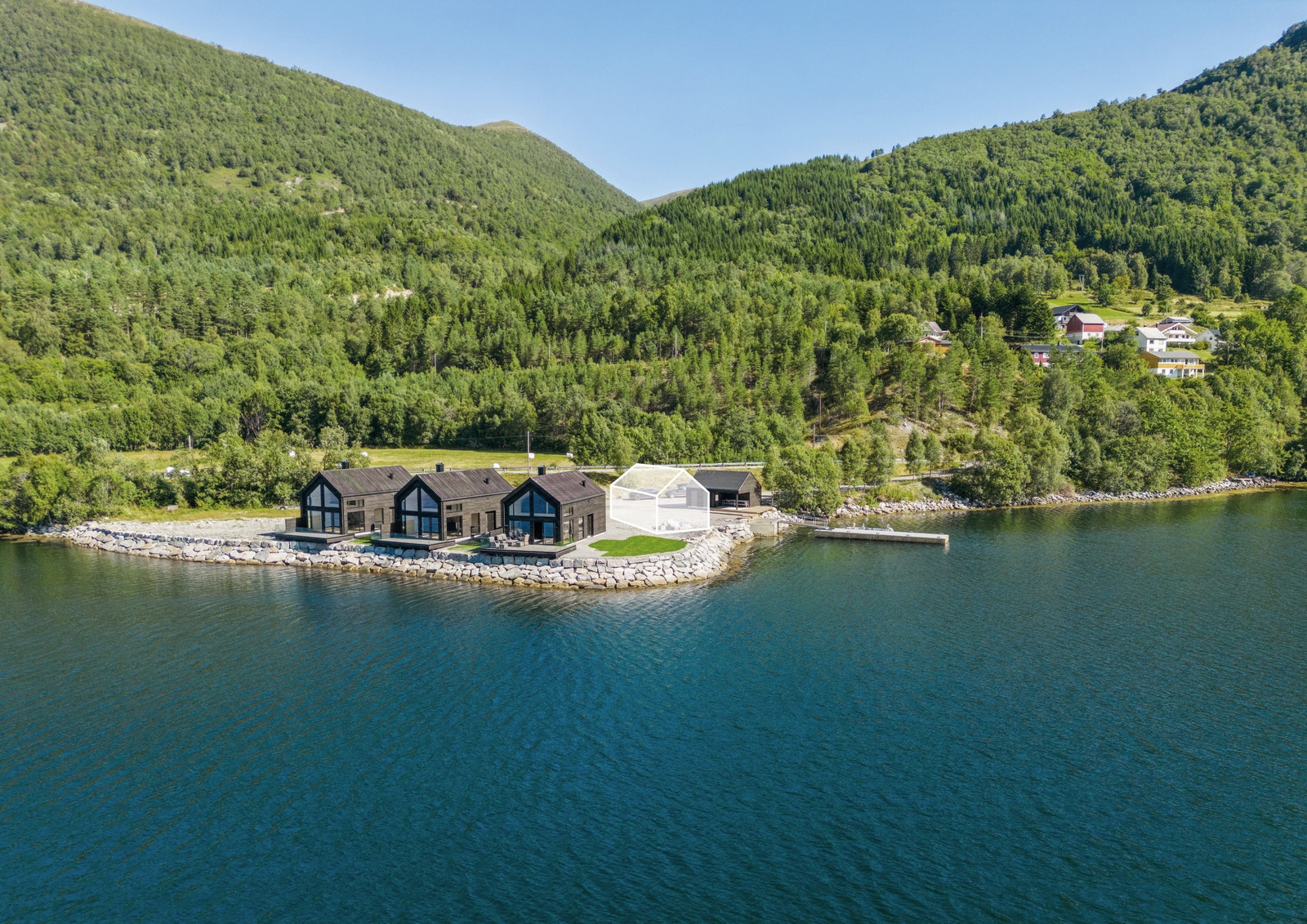 Visualisering av hvor neste hytte ca blir plassert og bygget. Galleribilde