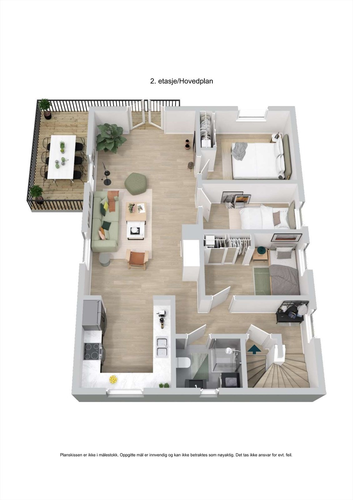 Plantegning 2. etasje - Innredet Galleribilde