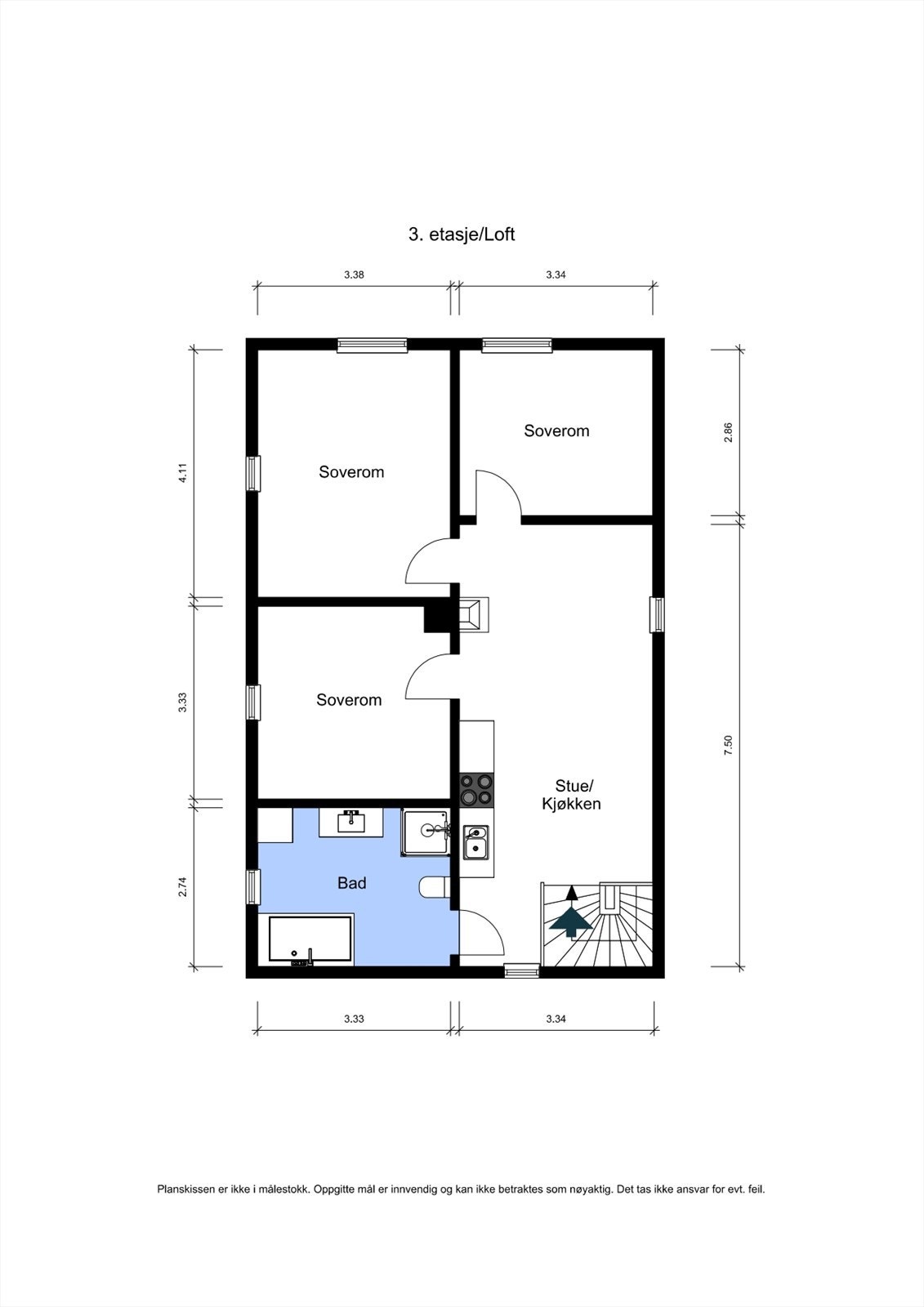Plantegning loftetasje Galleribilde
