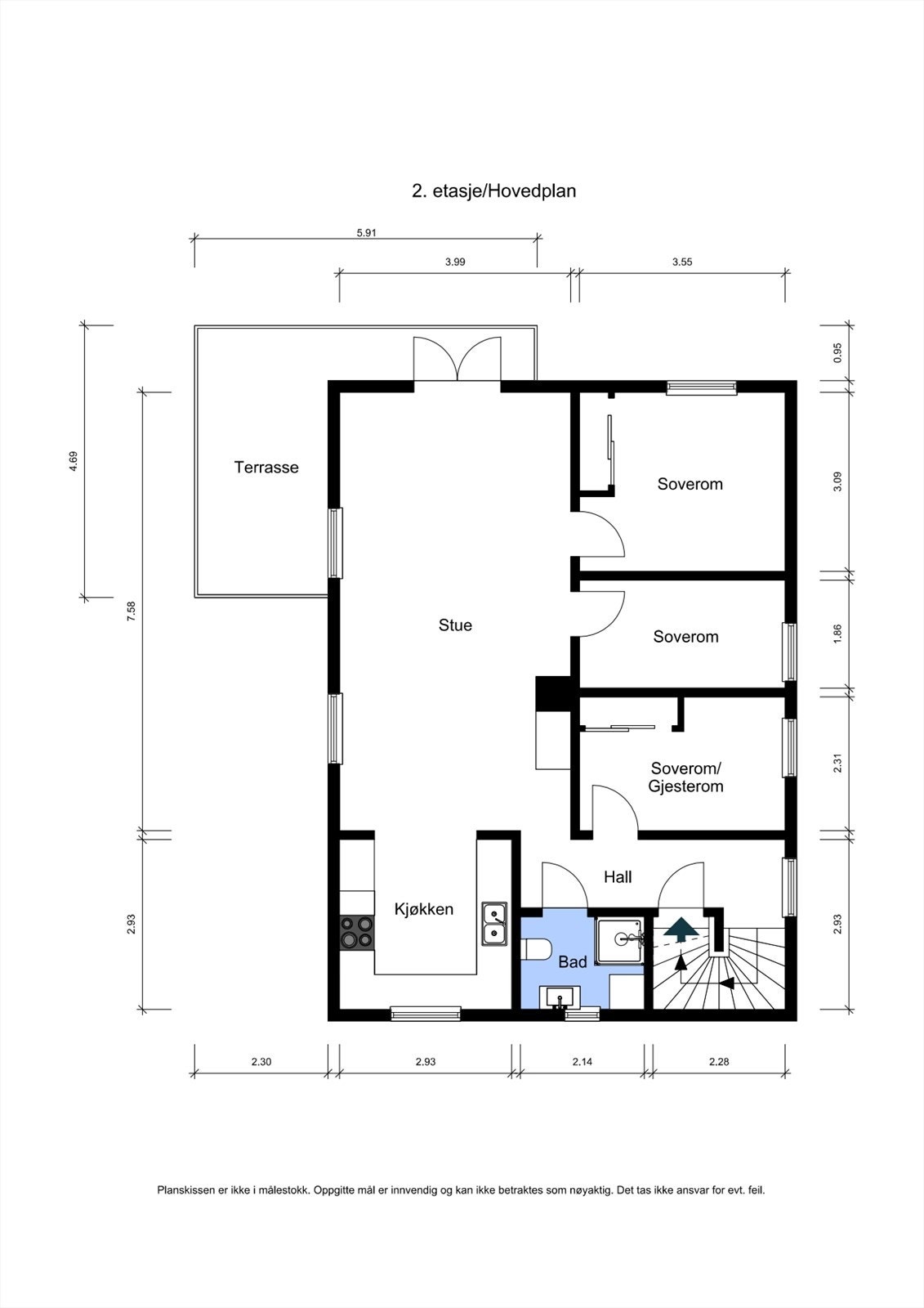 Plantegning loftetasje Galleribilde