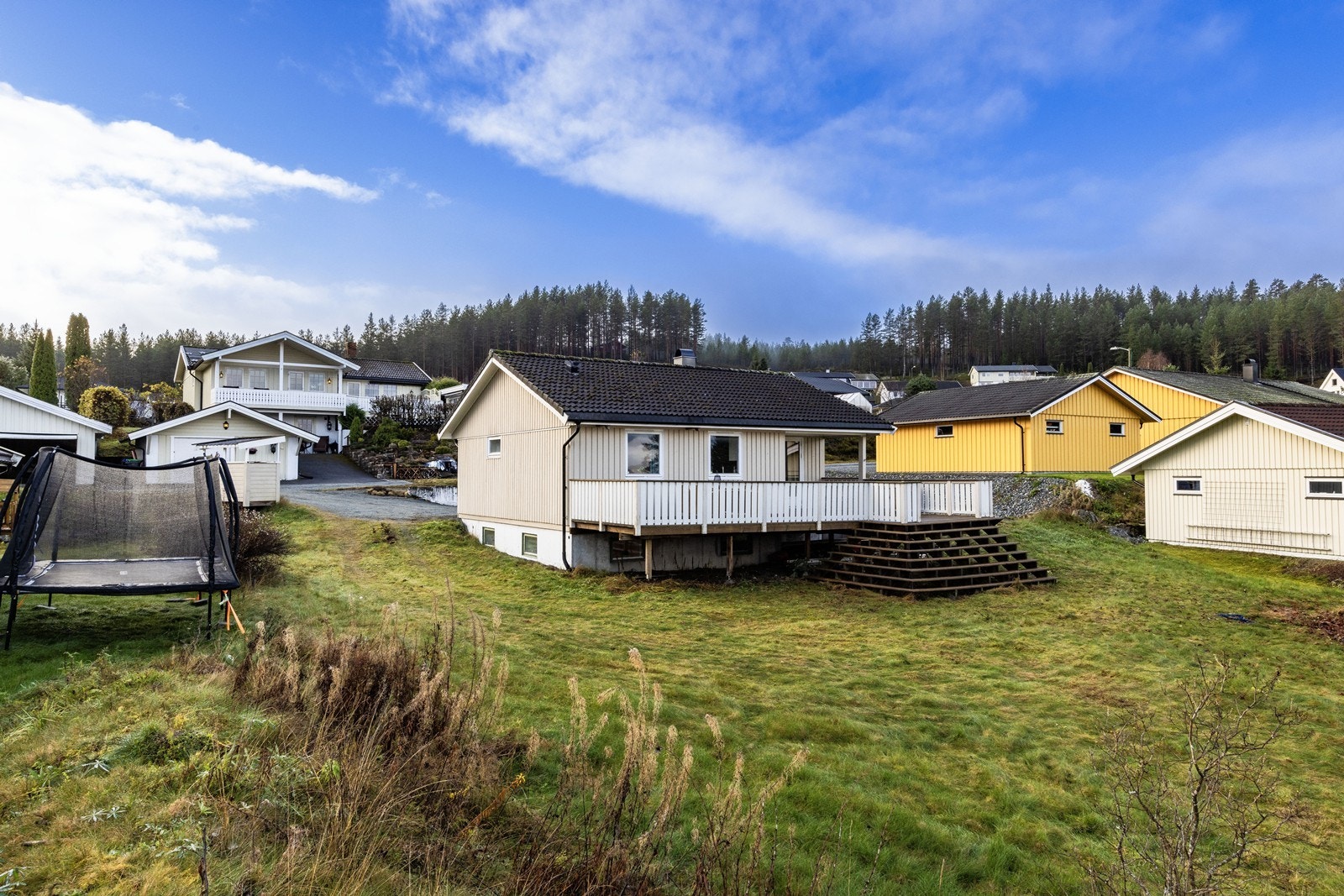Eiet tomt på ca. 803 m² som er forholdsvis flat og opparbeidet med plen og beplantning. Galleribilde