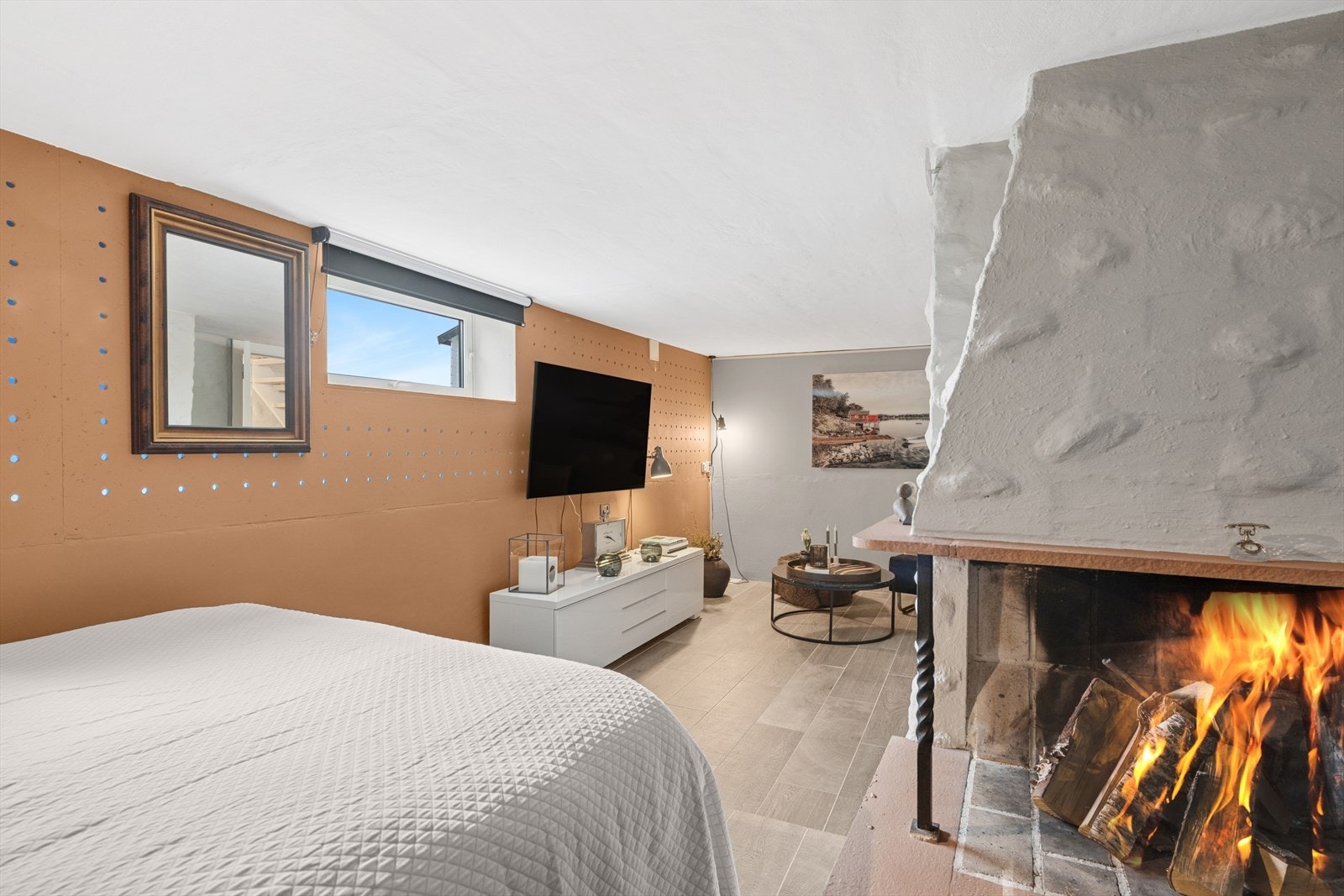 Koselig kjellerstue for filmkvelder og avslapning med familien. Galleribilde