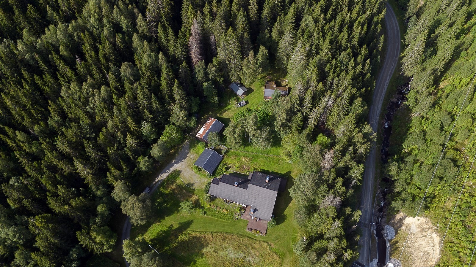 Eiendommen sett i fugleperspektiv. Galleribilde