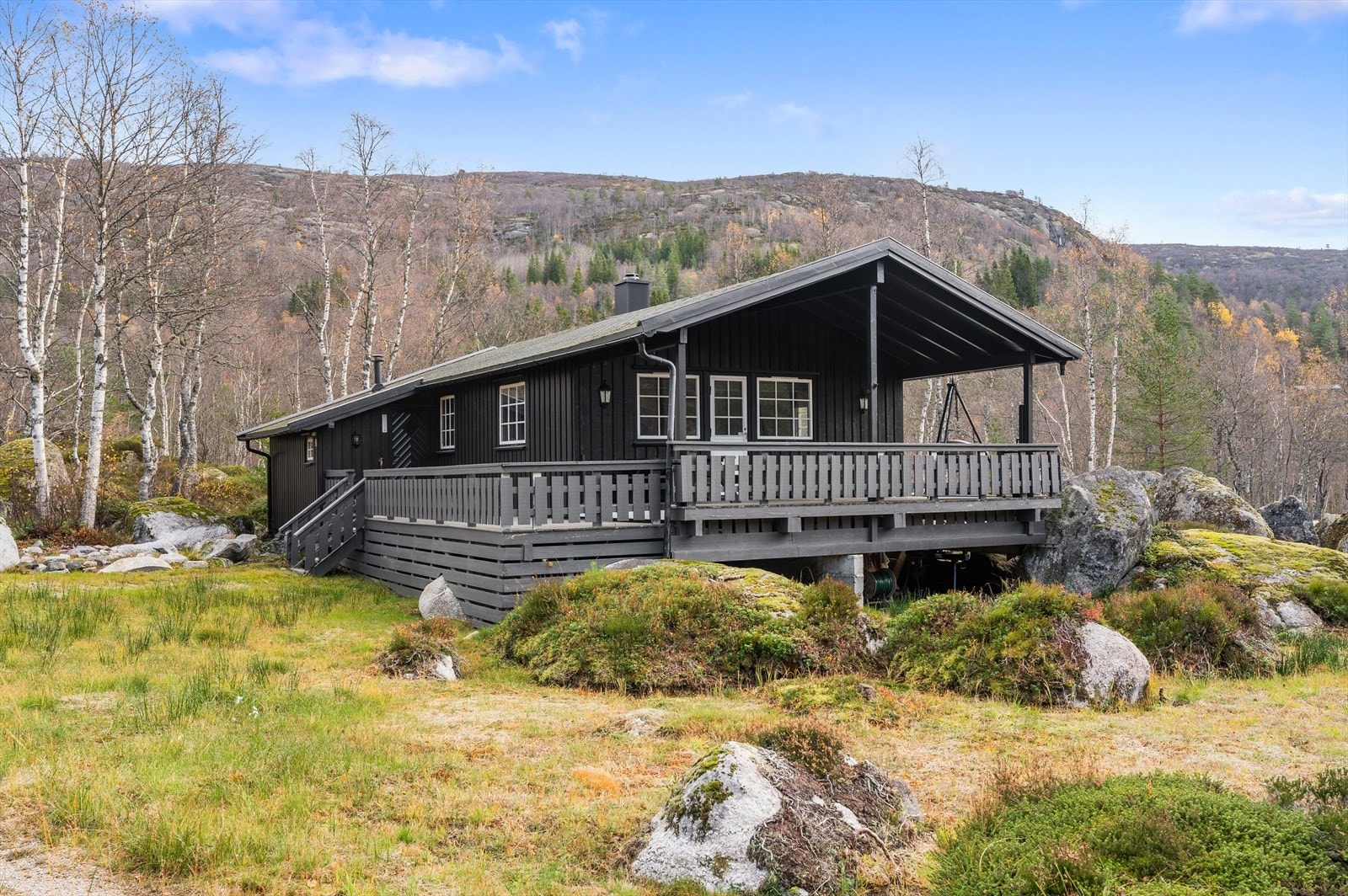 Fine uteområder med terrasse og naturtomt Galleribilde