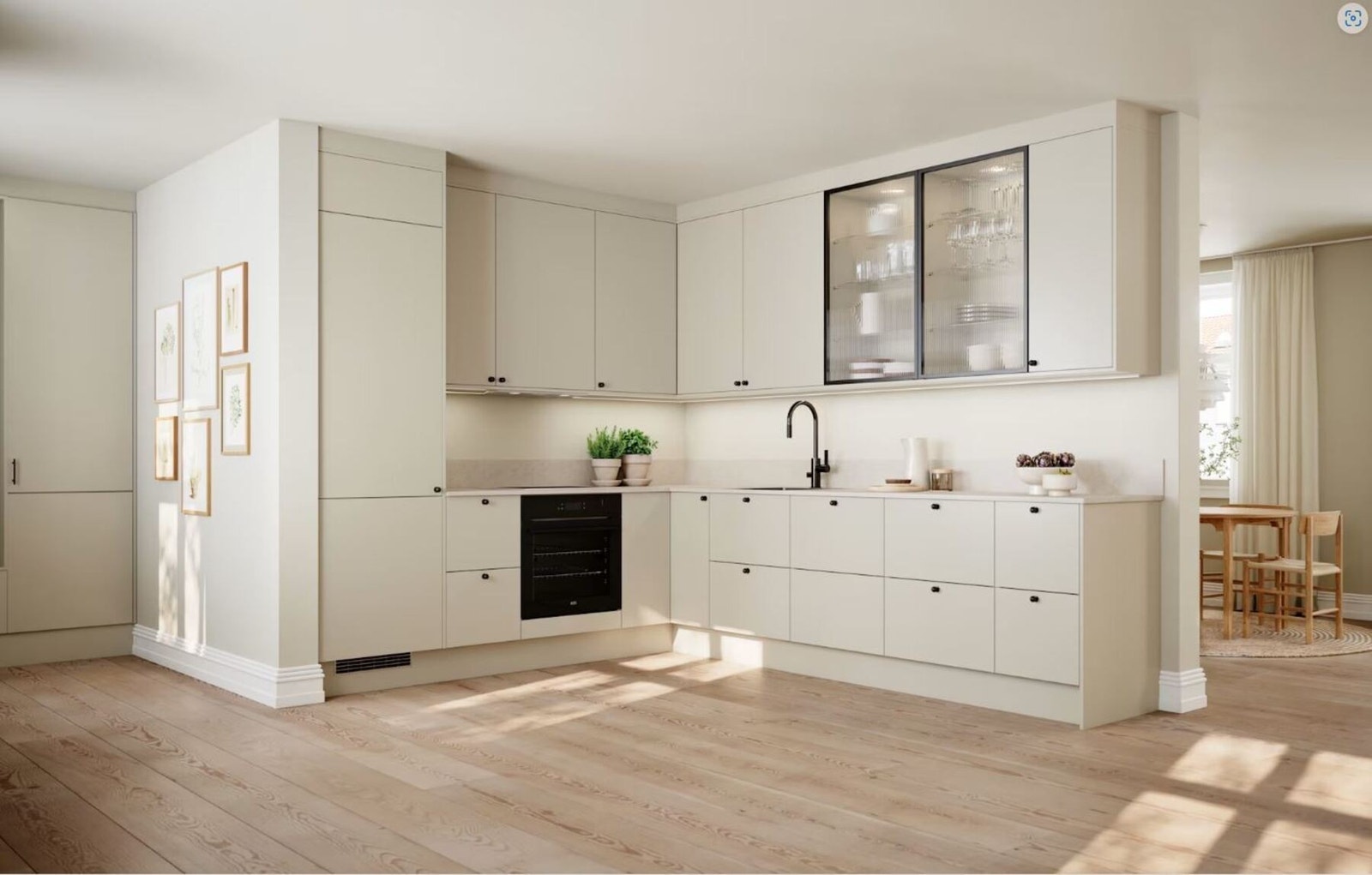 Illustrasjon av kjøkkenfarge hentet fra Sigdal sine hjemmesider. Se kjøkkentegninger i salgsoppgave for faktisk leveranse. Det gjøres oppmerksom på at illustrasjoner kun er ment for å danne et inntrykk og vil avvike fra endelig leveranse Galleribilde