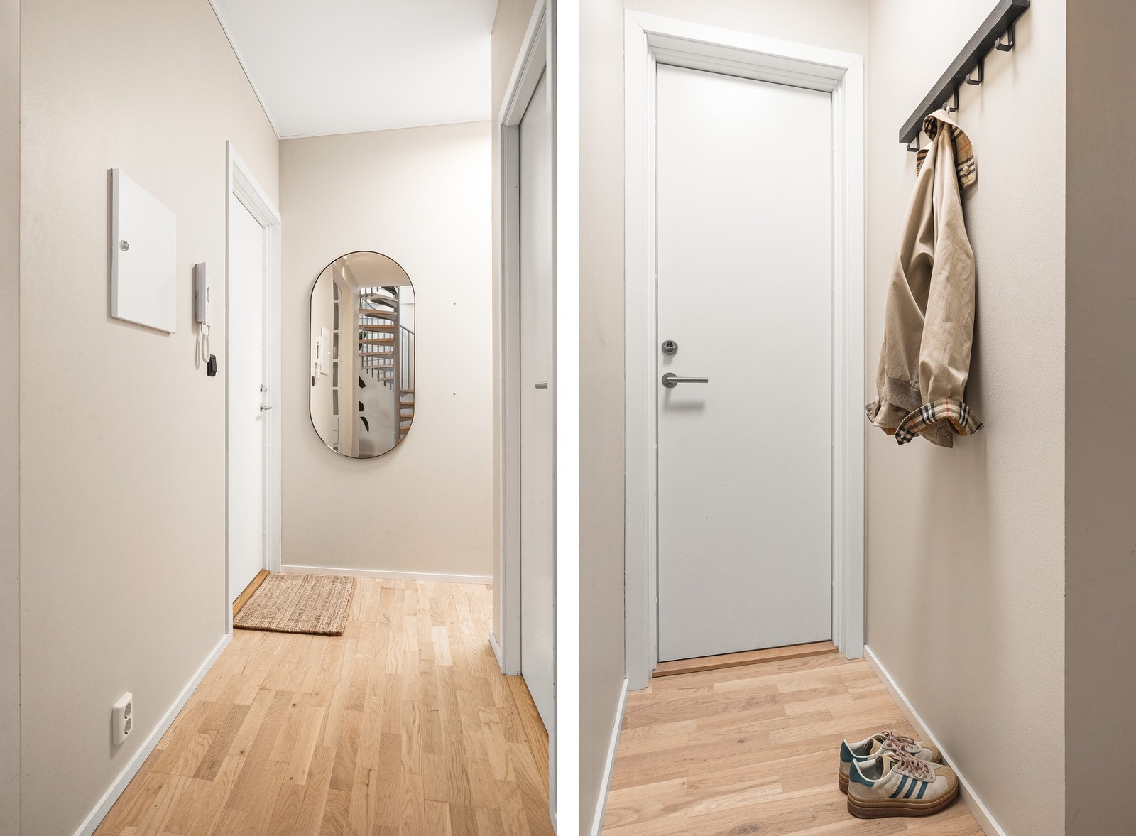 Den romslige entréen gir et svært godt førsteinntrykk, med god plass til oppbevaring av yttertøy og sko. Galleribilde