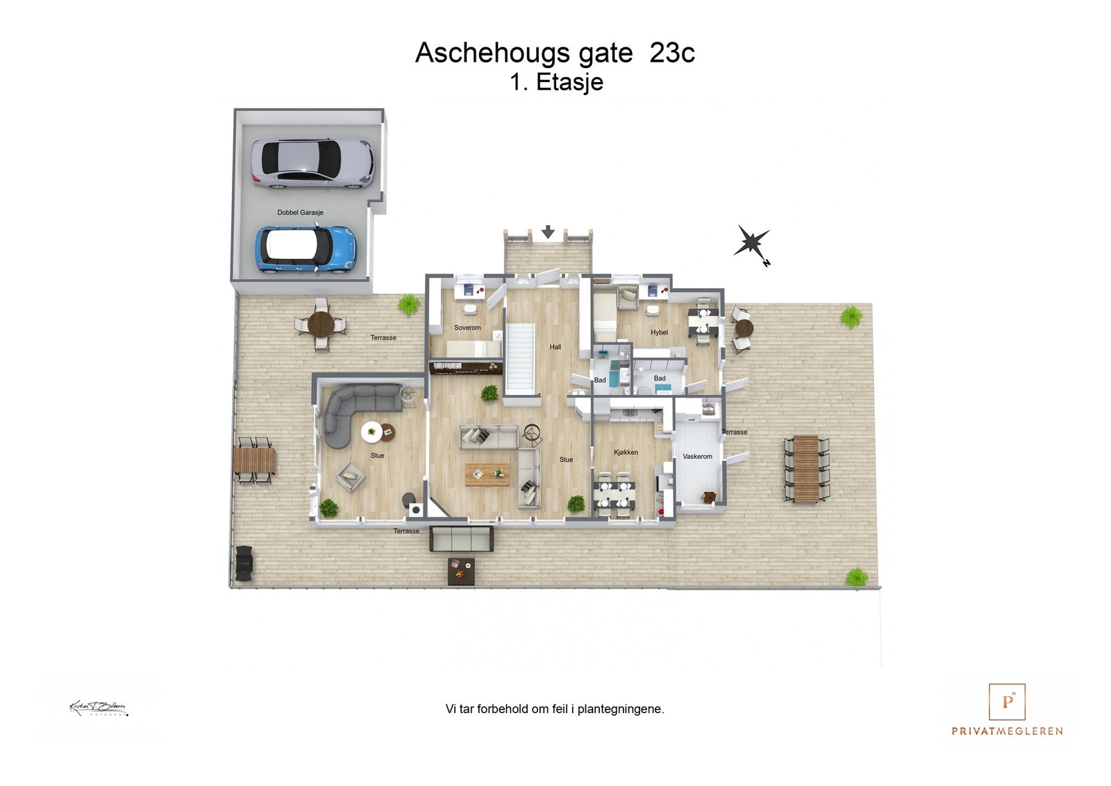 3 D plantegning hovedetasje Galleribilde