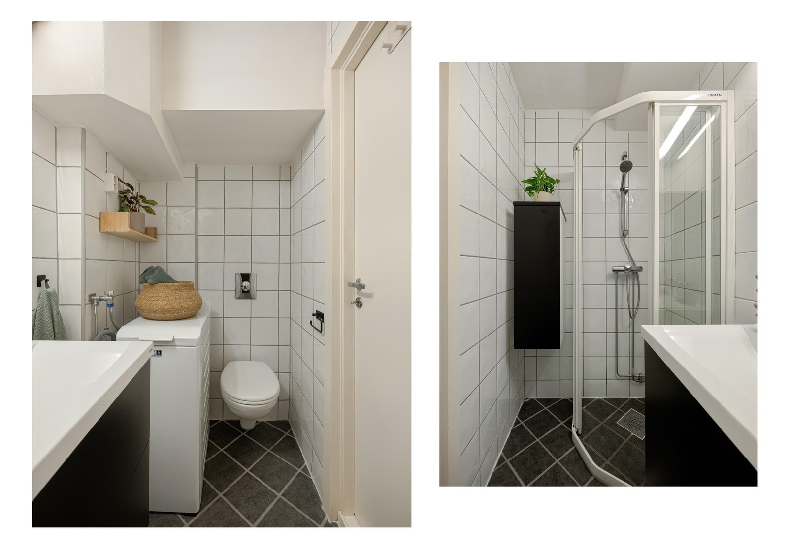 Fint flislagt bad med varmekabler. Galleribilde