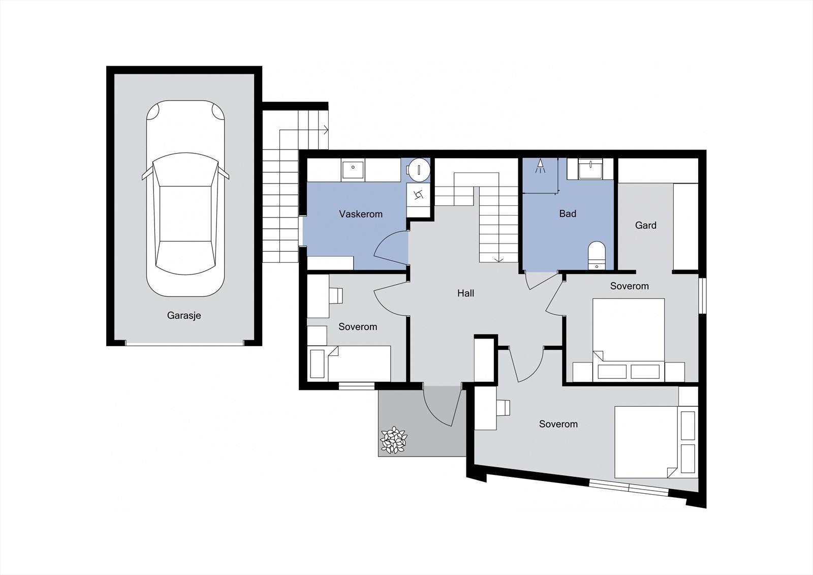 Planløsning 1.etasje. Galleribilde