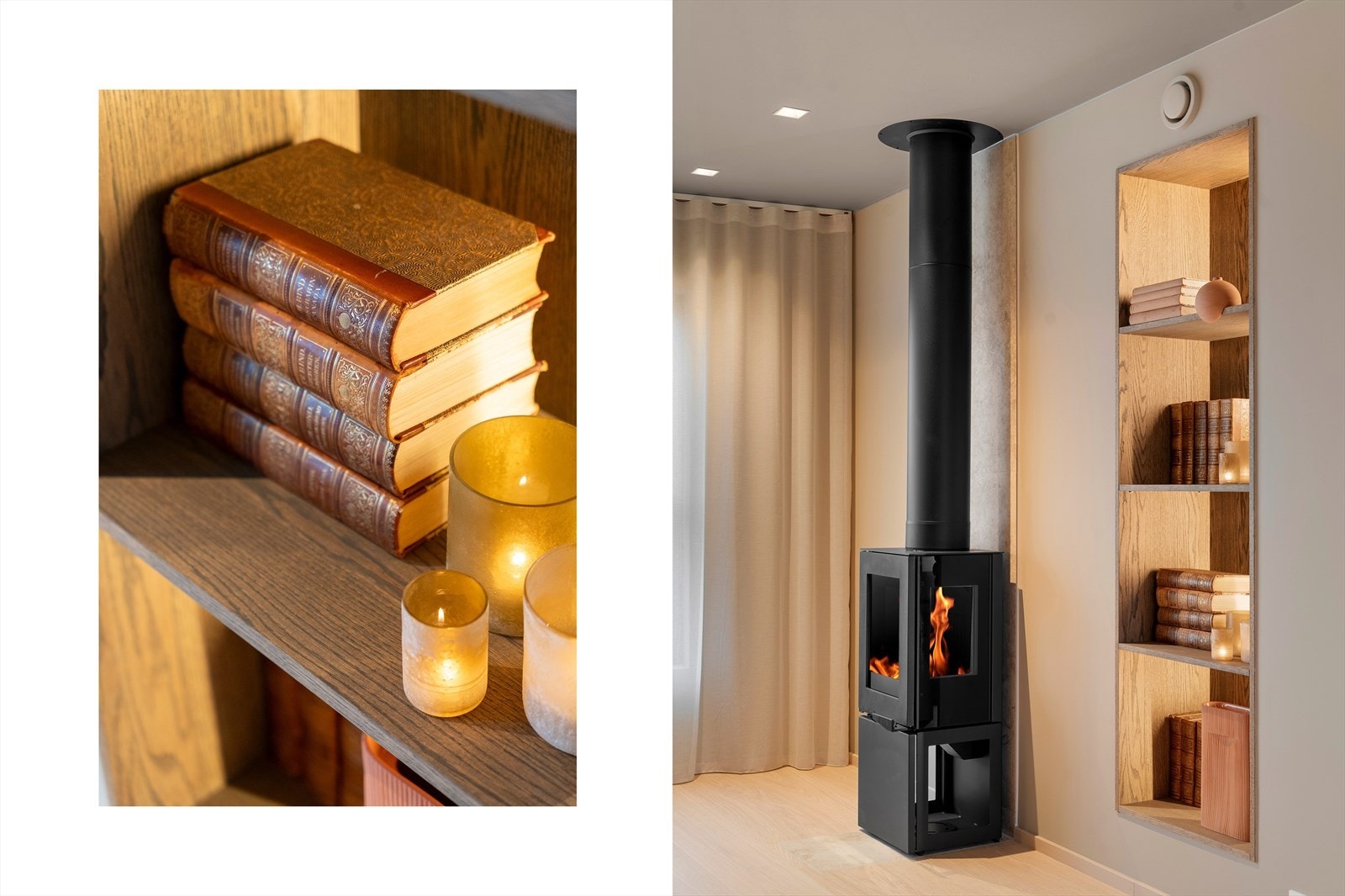 Innebygget hylle i harmonisk design - et elegant element som binder kjøkkenet sammen. Galleribilde