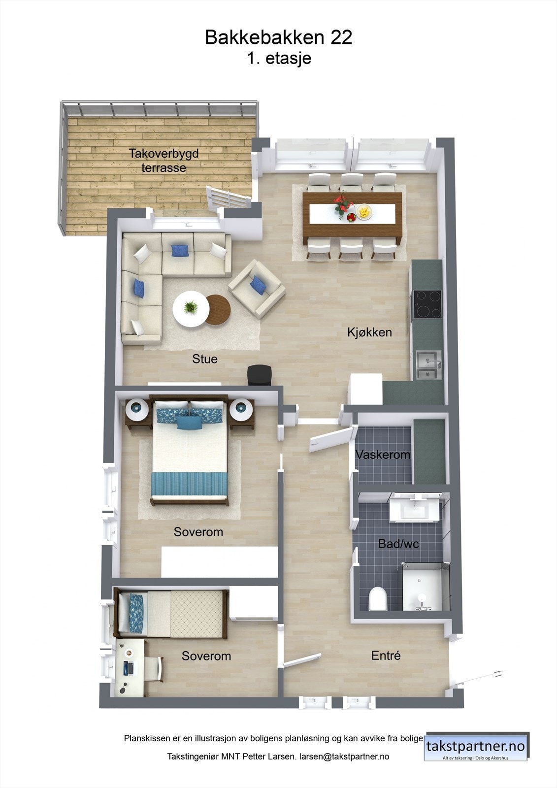 Leiligheten ligger på hjørnet av bygget, er gjennomgående og har en god, arealeffektiv planløsning. Galleribilde