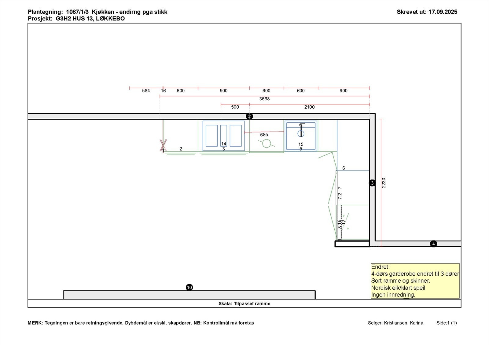Plantegning kjøkken Galleribilde