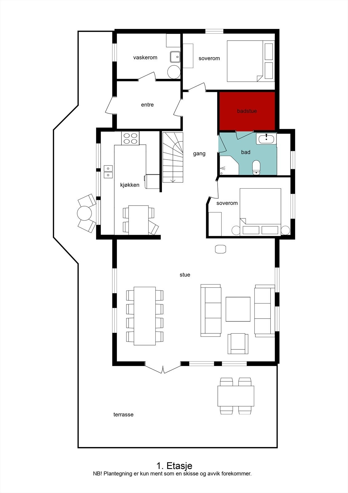 Plantegning 1. etasje Galleribilde