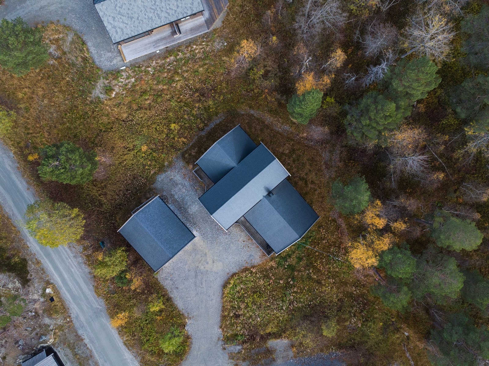 Dronebilde av eiendommen sett fra fugleperspektiv Galleribilde