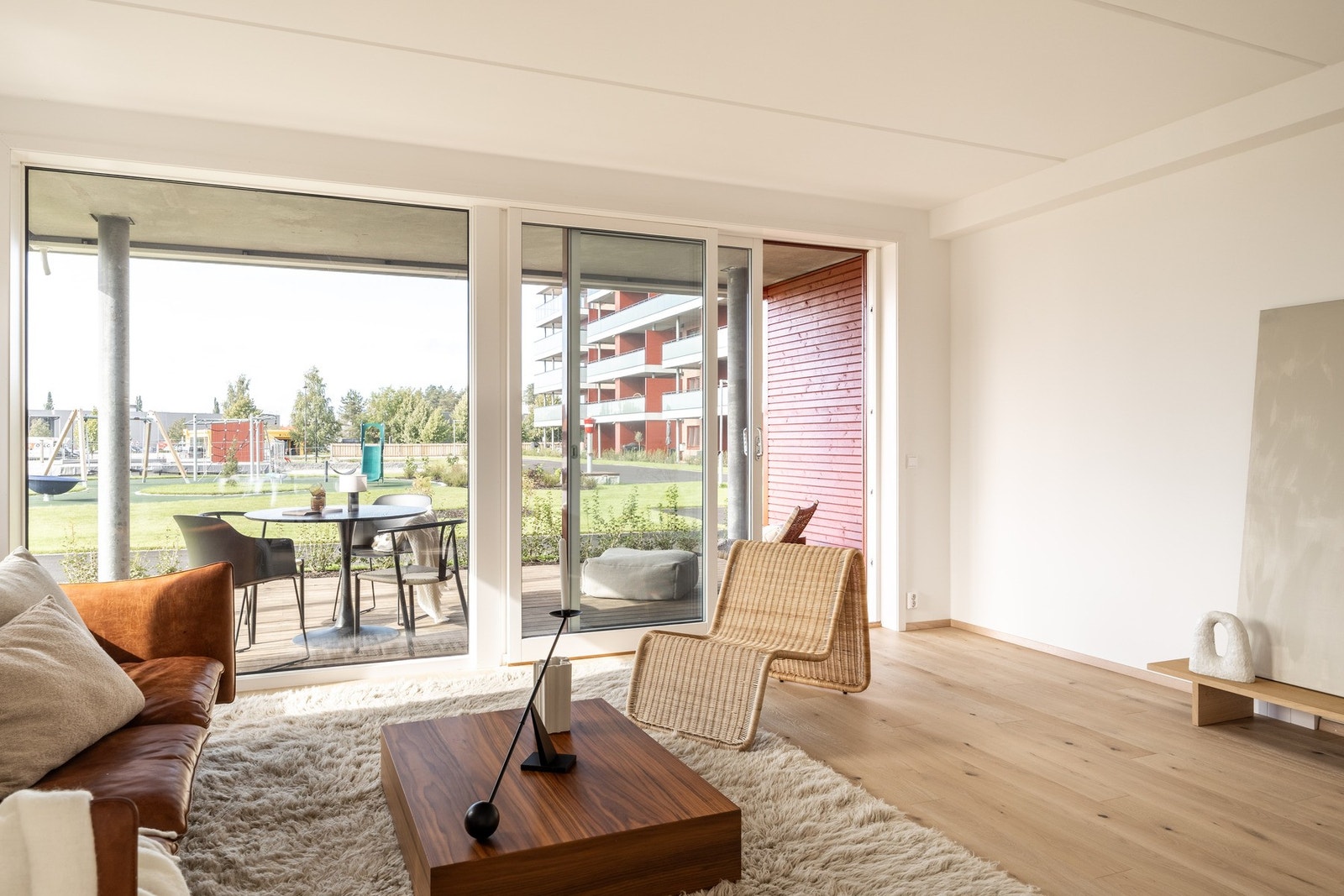 Leilighetene har balansert ventilasjon med varmegjenvinning, og uten kjøling. Galleribilde