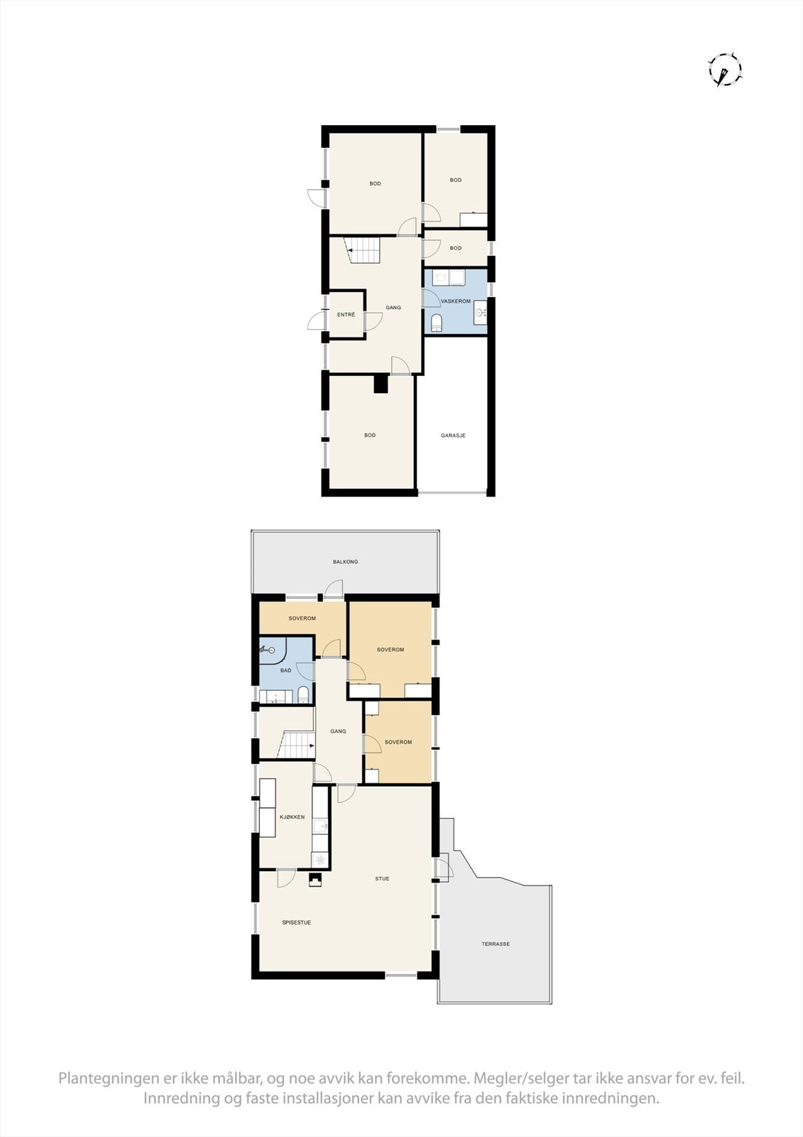 Plantegning 1. etasje og underetasje Galleribilde