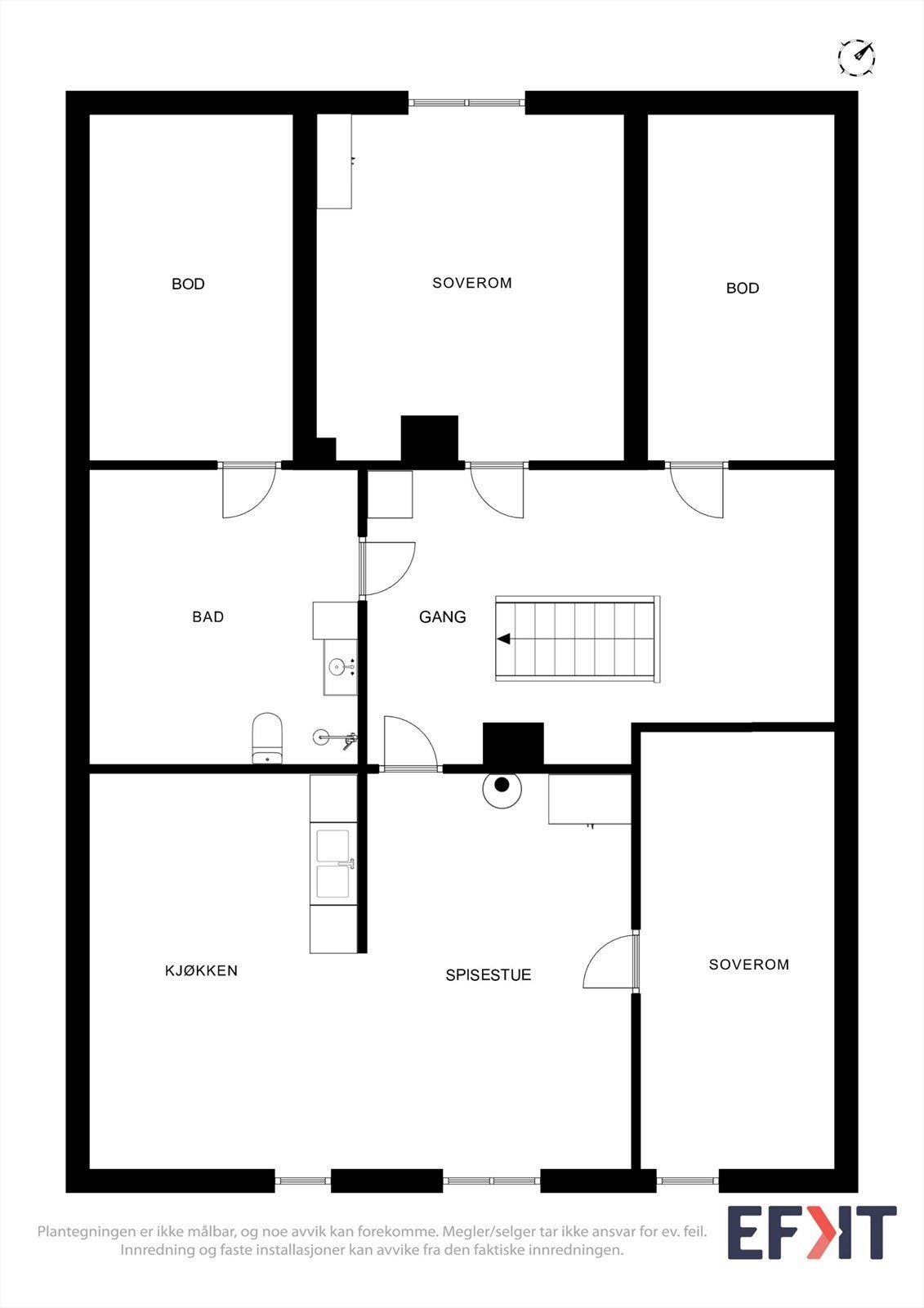Plantegning 2. etasje hoveddel (enhet 1) Galleribilde