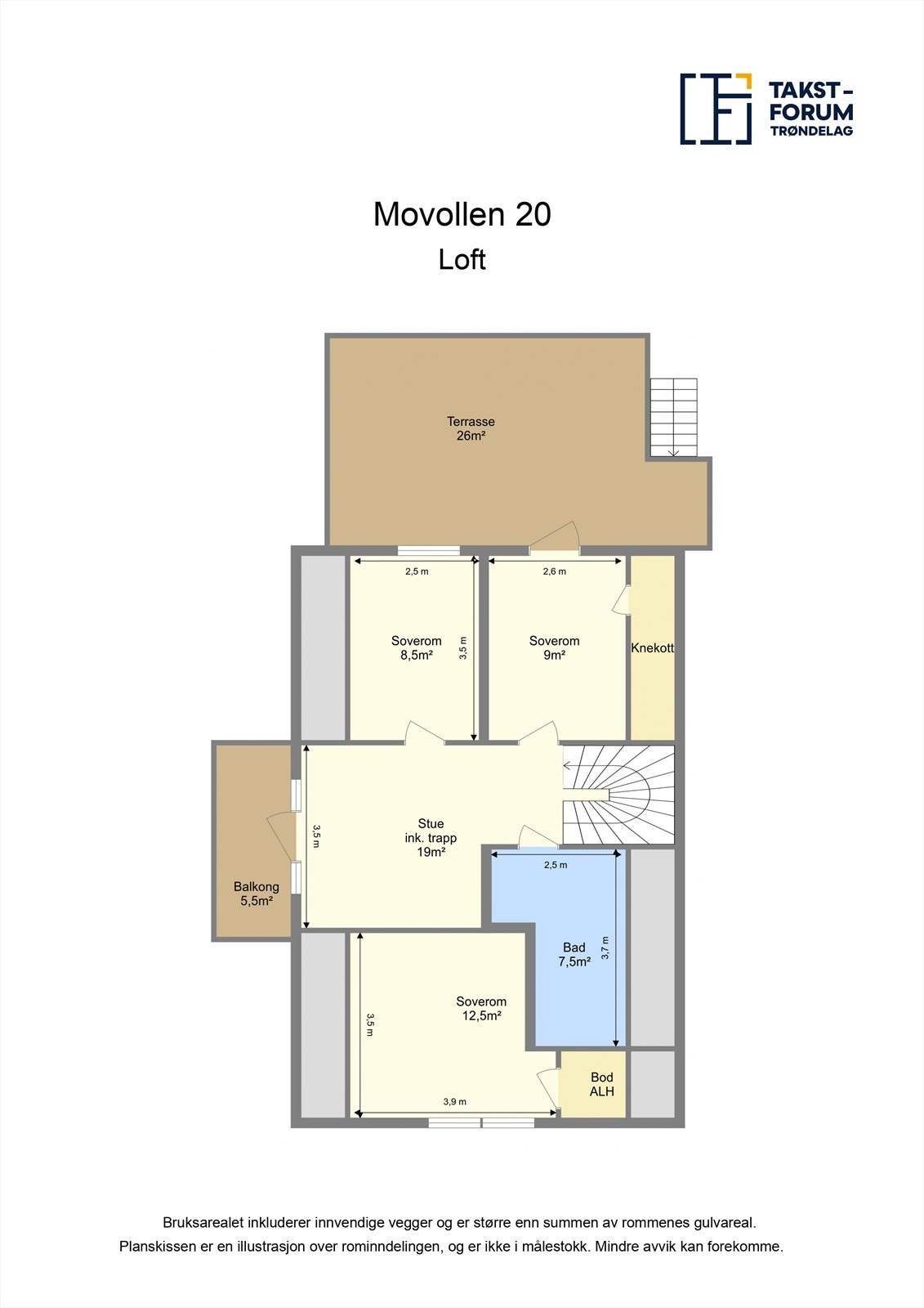 Planskisse loft. Galleribilde