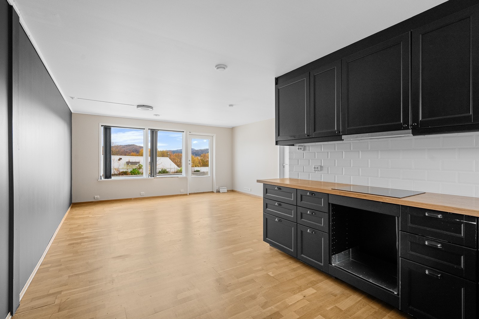 Stue/kjøkken med utgang til terrasse. Fotograf: Hanne Karlsen Galleribilde