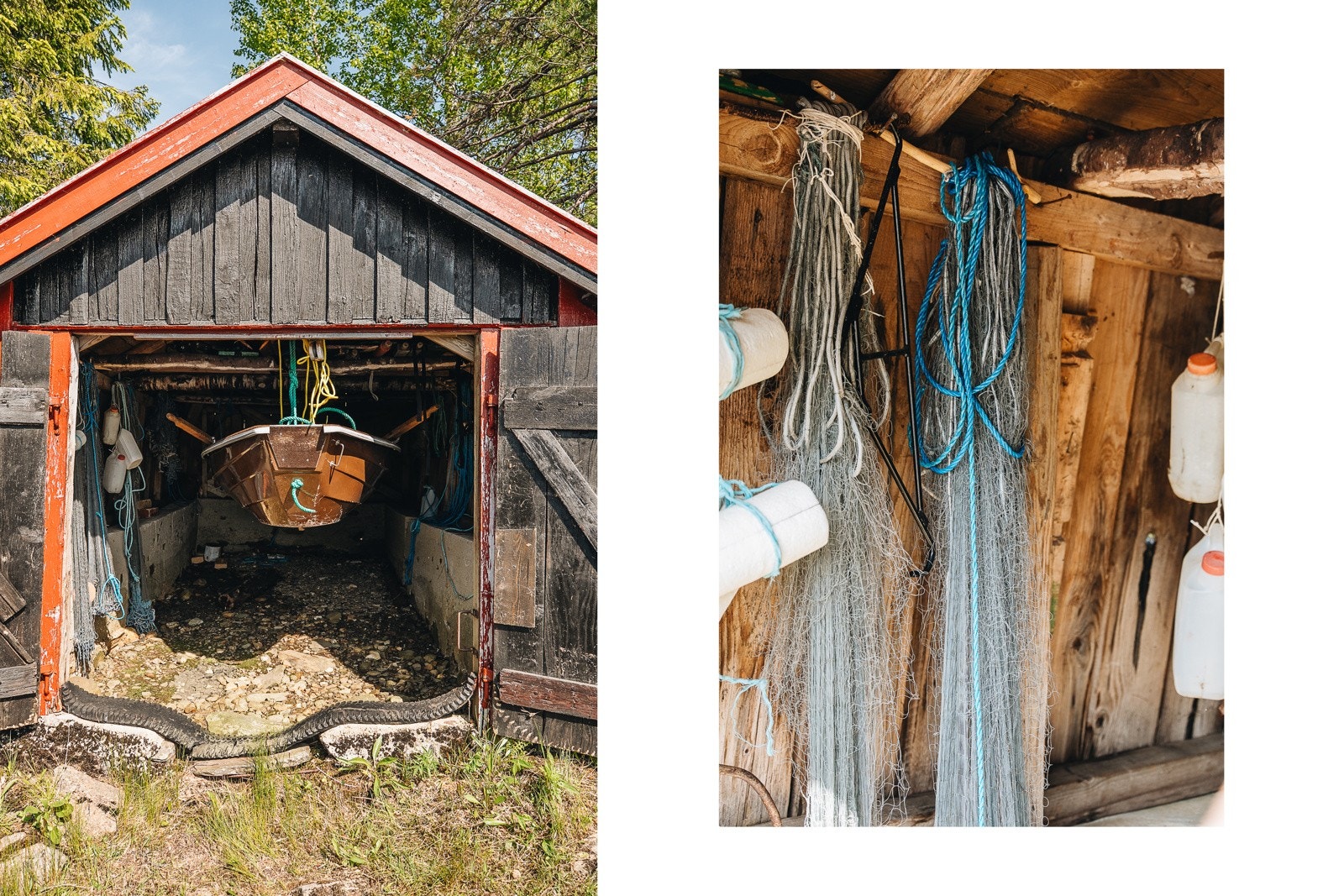 Tilhørende naust på 8,6 m² med god plass til en mindre båt, samt garnet og fiskestengene. Galleribilde