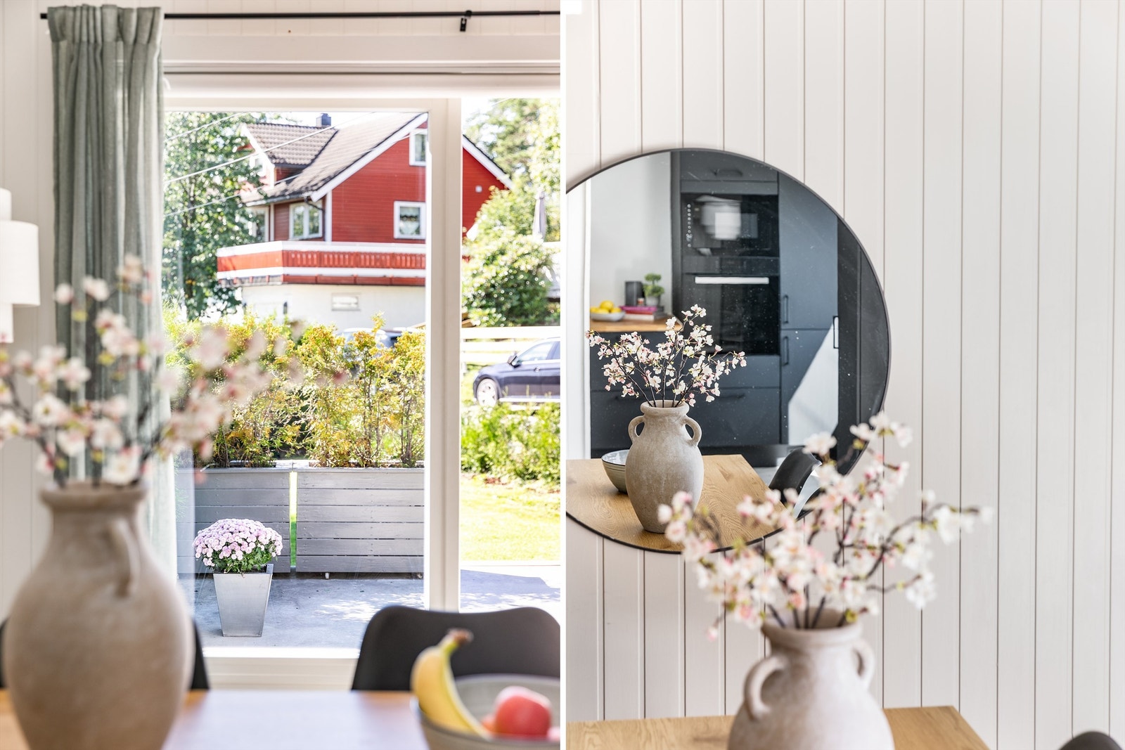 To-fløyet terrassedør gir enkel tilgang til den store plattingen utenfor. Galleribilde