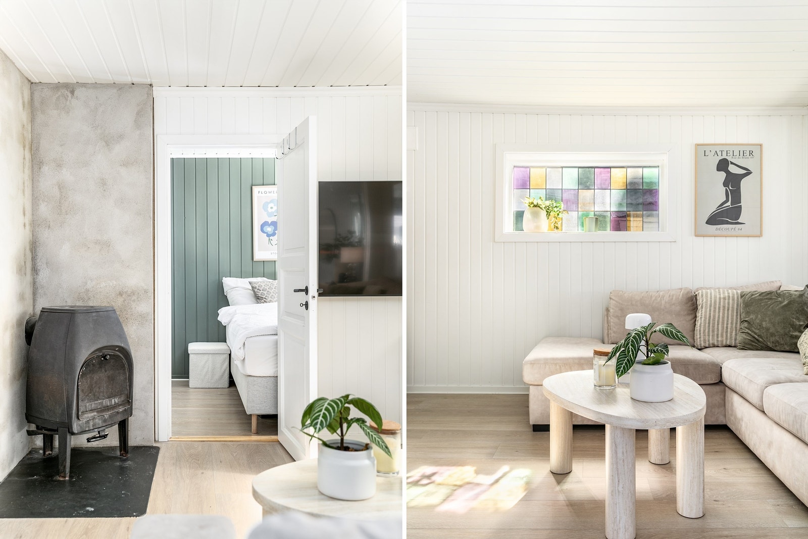 Boligens to soverom er begge tilgjengelig rett fra stuen. Galleribilde