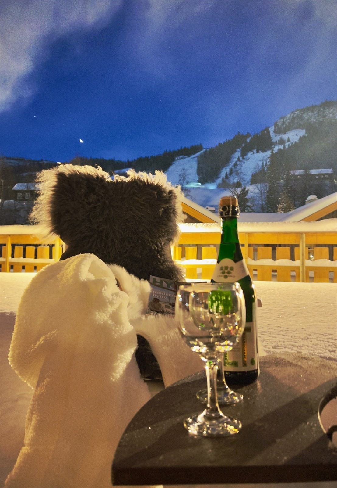 God avslutning på dagen. Nyt et glass med noe godt i under den stjerneklare himmelen. Galleribilde