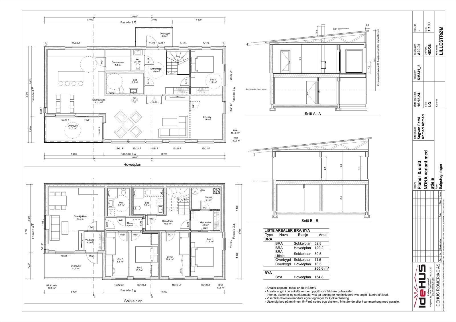 Forslag til bolig tegnet inn på tomta. Galleribilde