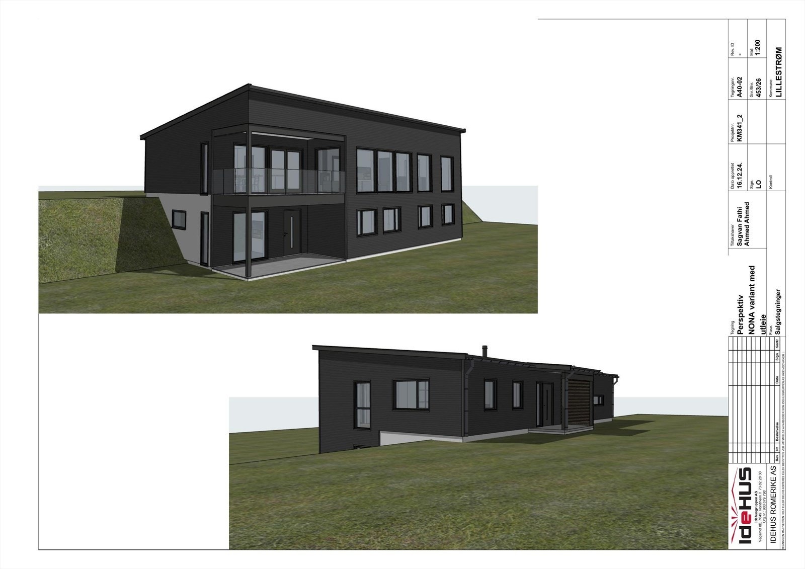 Forslag til bolig tegnet inn på tomta Galleribilde