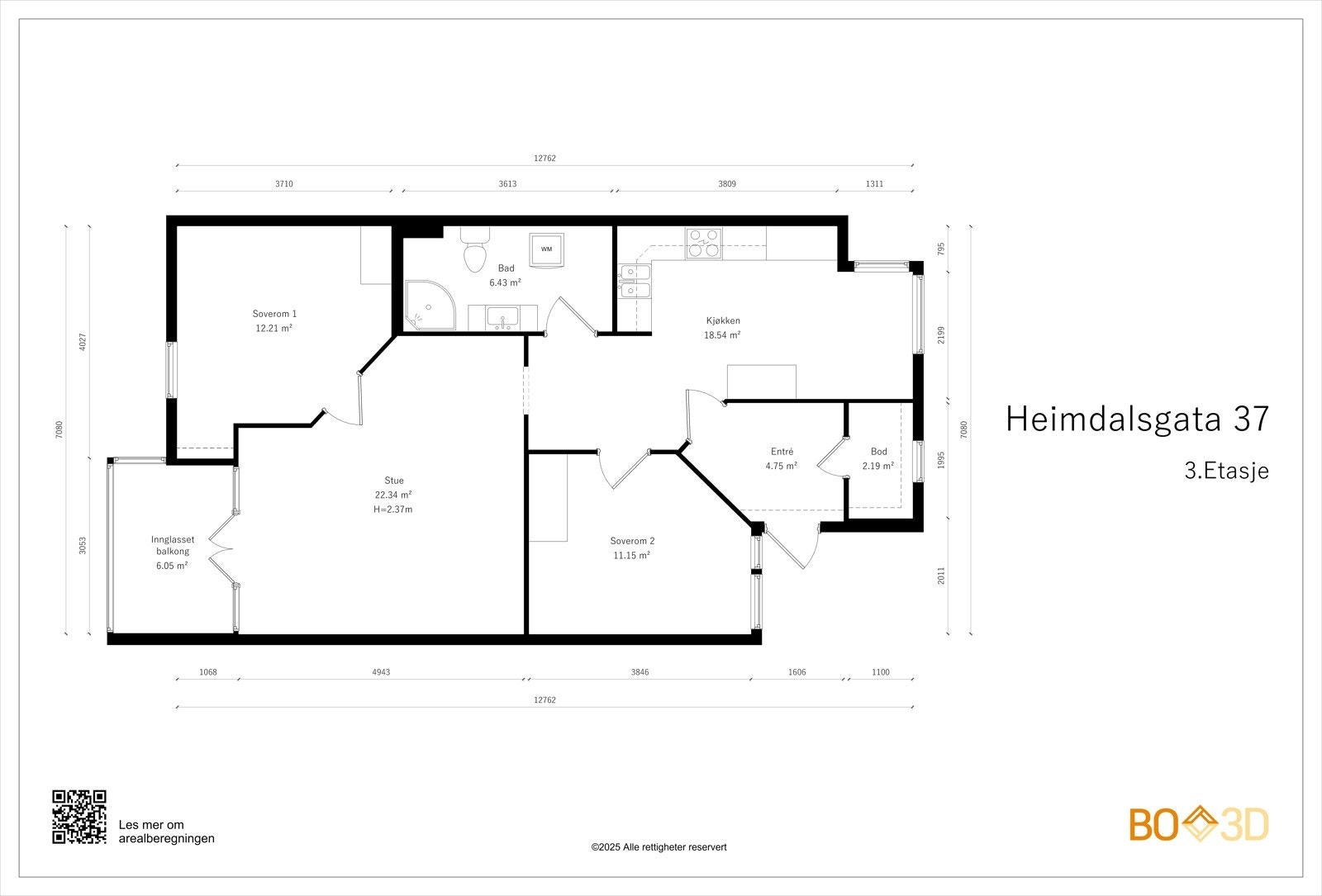 Plantegning 3. etasje Galleribilde