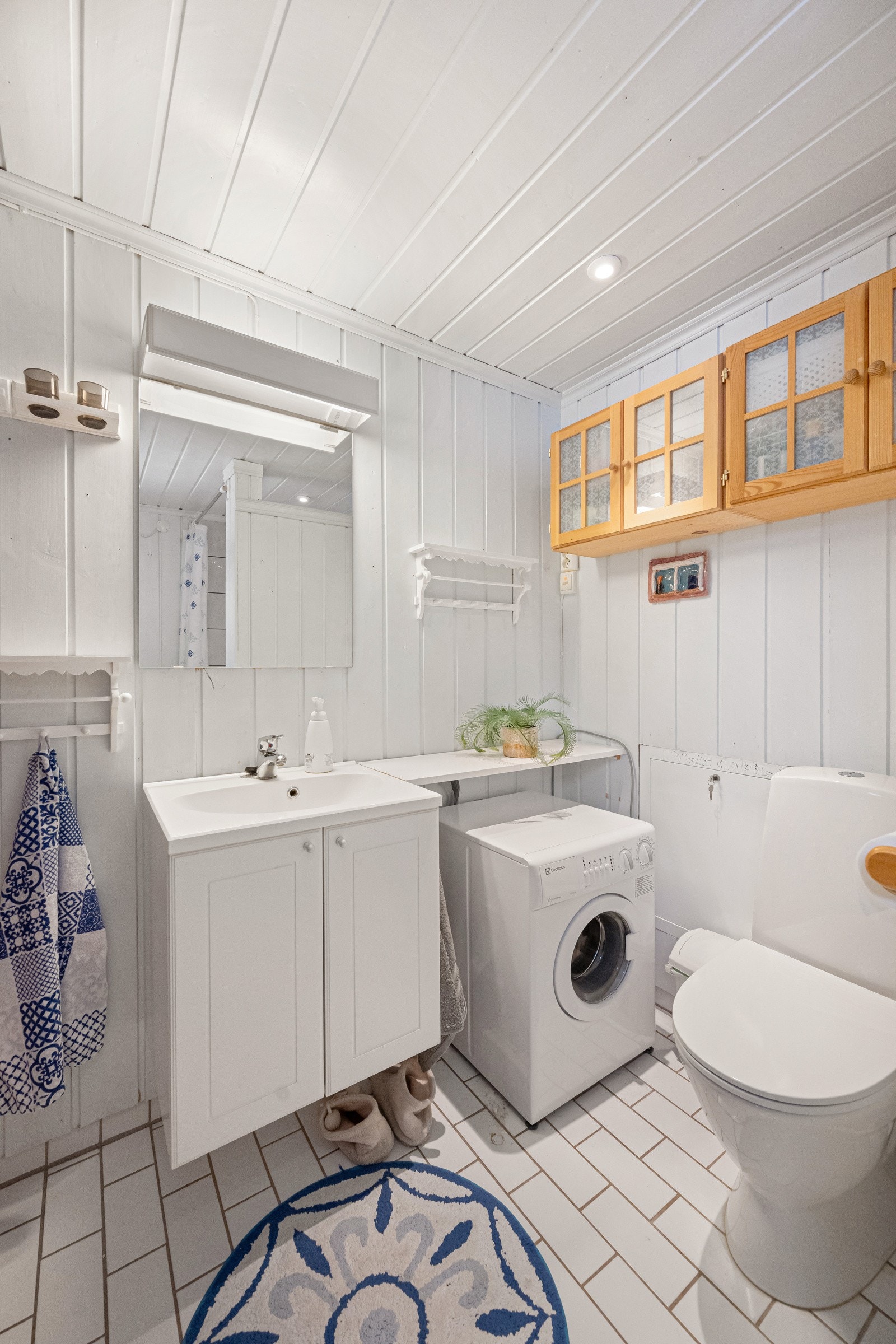 Opplegg for og plass til vaskemaskin på bad Galleribilde