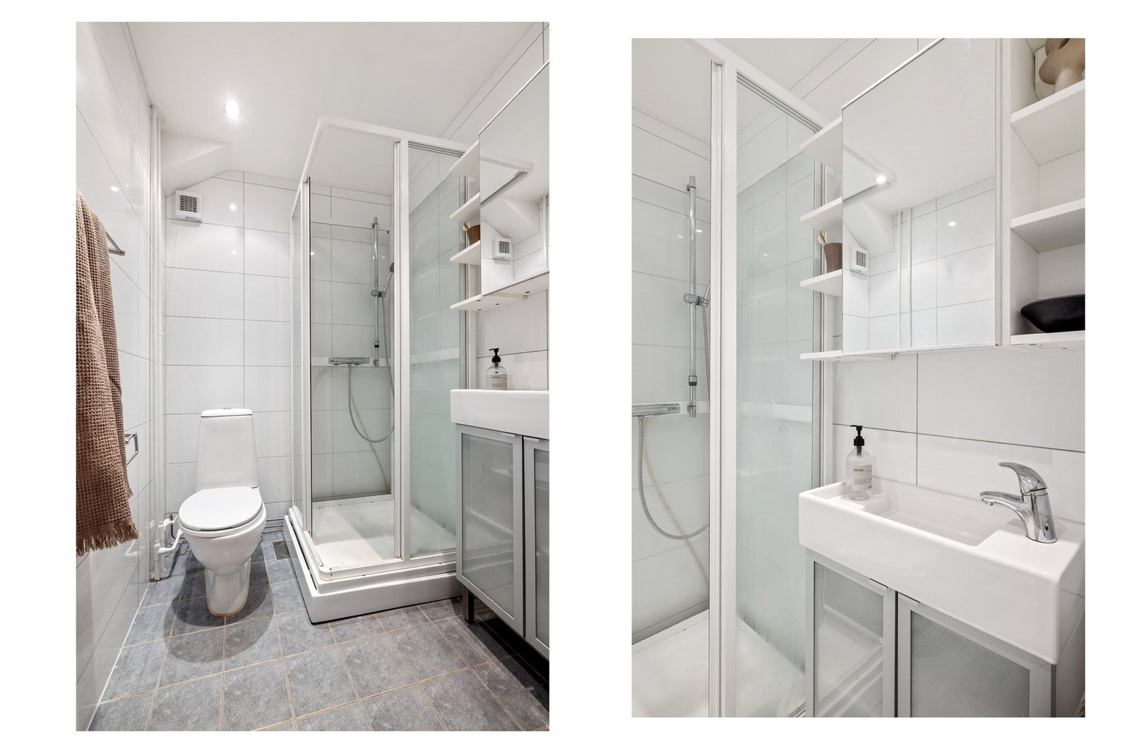 Flislagt bad med varmekabler i gulvene. Galleribilde